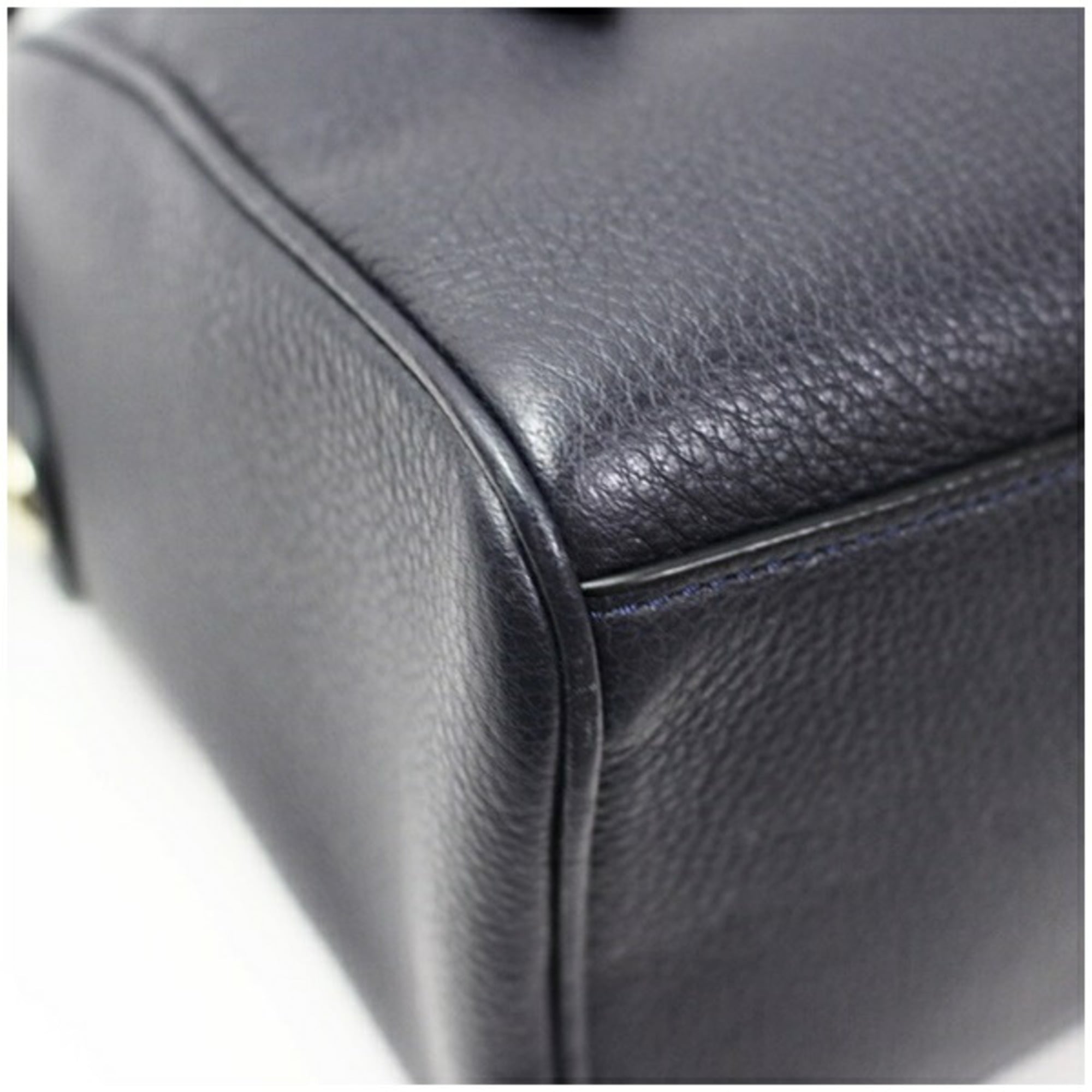 Coach Navy Pvc Leather Boston Bag Handbag Shoulder Bag (Pre-Owned)