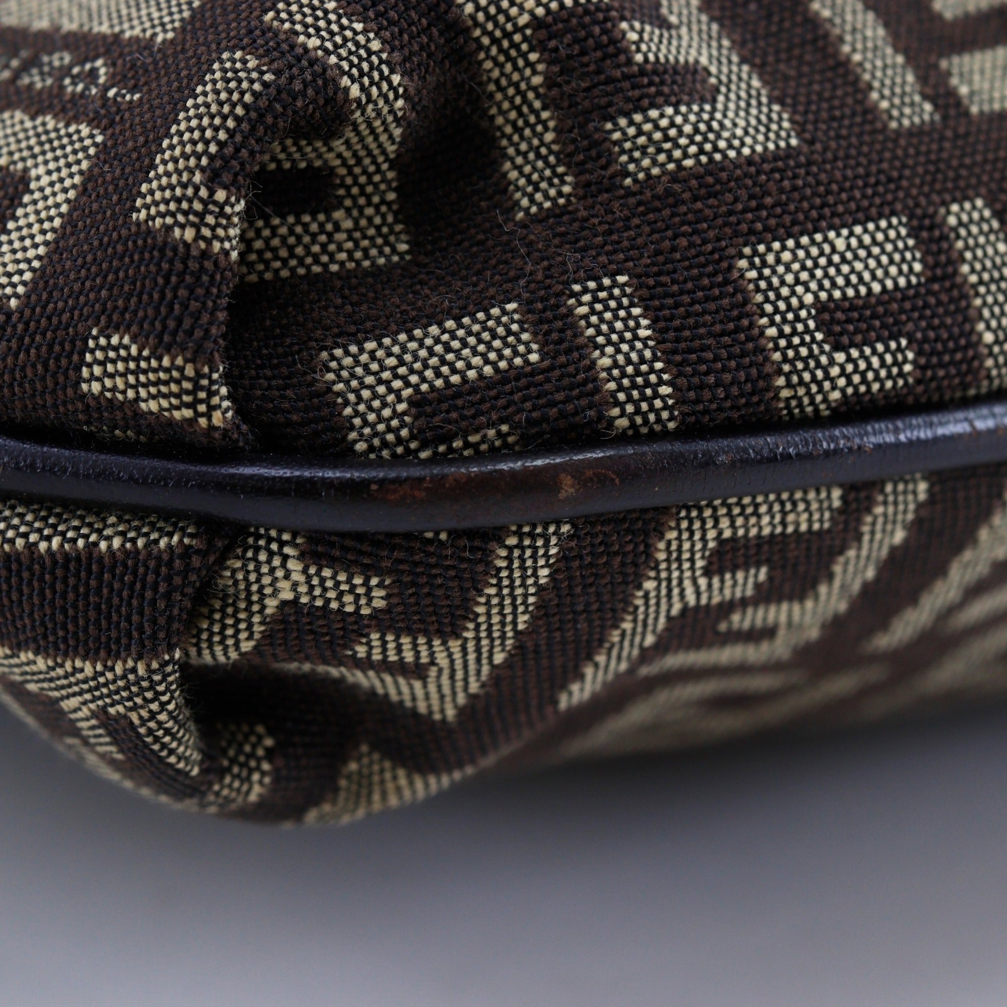 Fendi Brown Zucchino Canvas Shoulder Bag (Pre-Owned)