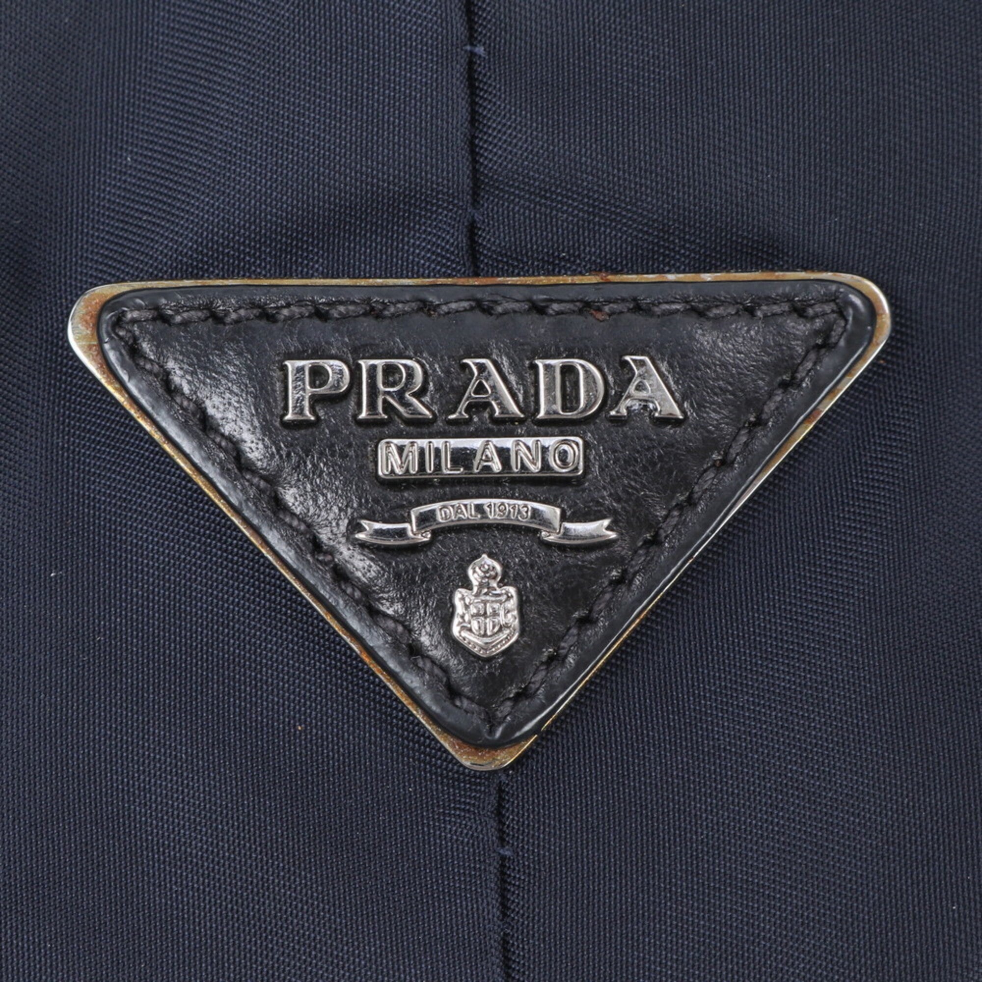Prada Black Navy Nylon Leather Shoulder Bag (Pre-Owned)