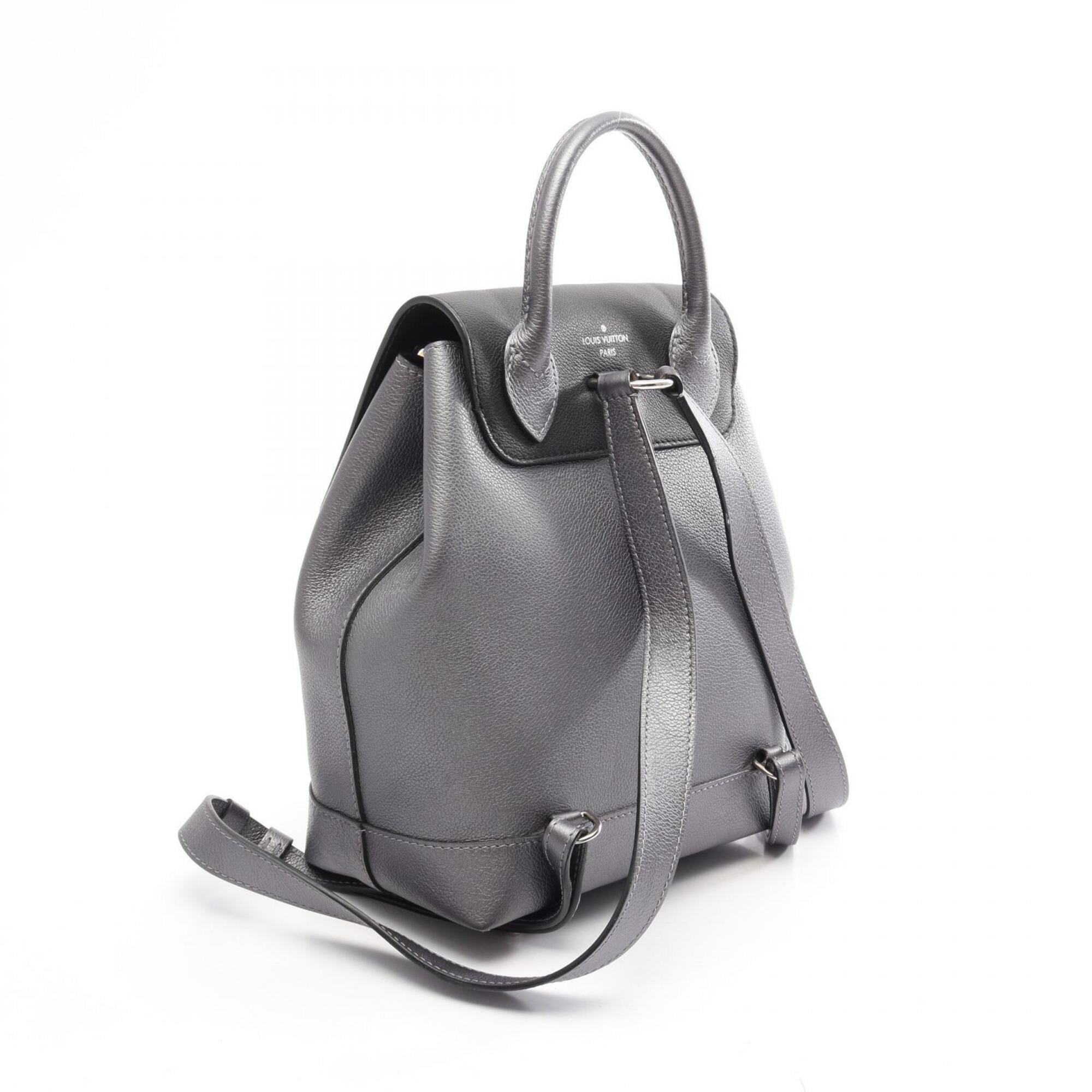 Louis Vuitton Gray Leather Backpack Handbag (Pre-Owned)