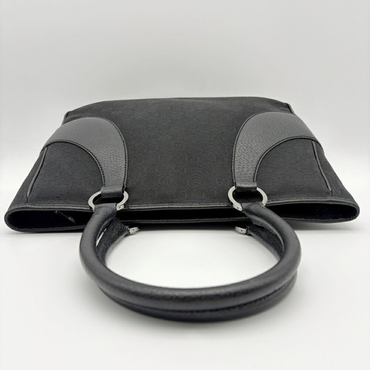 Gucci Black Gg Canvas Leather Tote Bag (Pre-Owned)