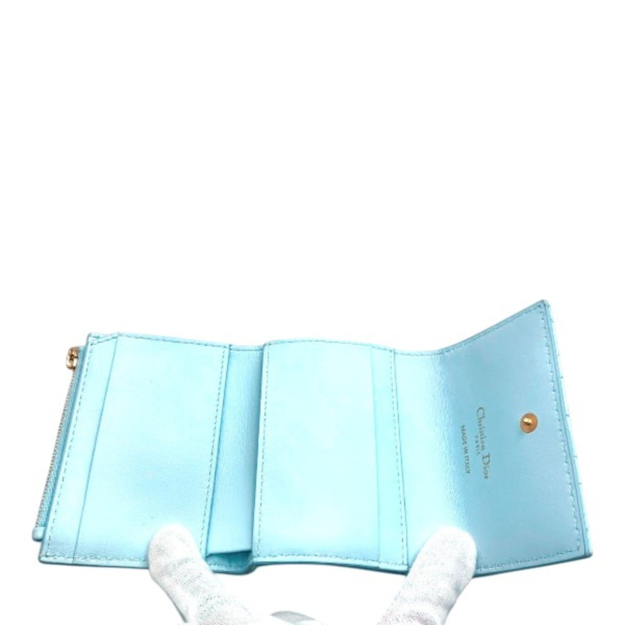 Christian Dior Blue Leather Wallet (Tri-Fold) (Pre-Owned)