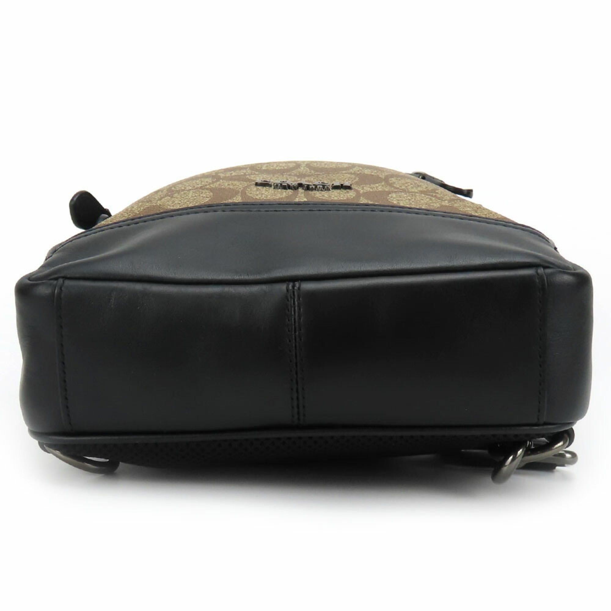 Coach Black Khaki Pvc Leather Shoulder Bag Sling Bag (Pre-Owned)