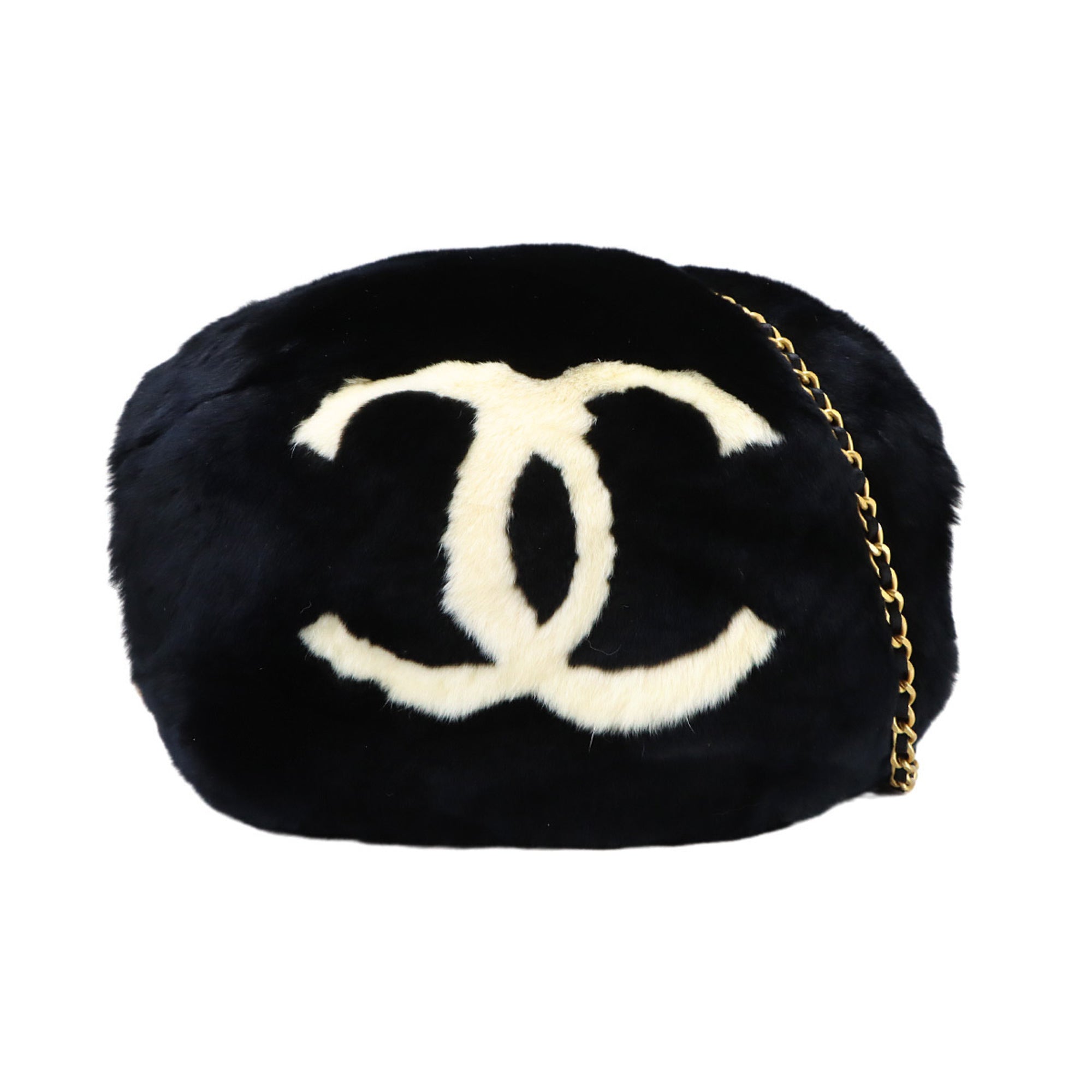 Chanel Black White Lapin Handbag Shoulder Bag (Pre-Owned)