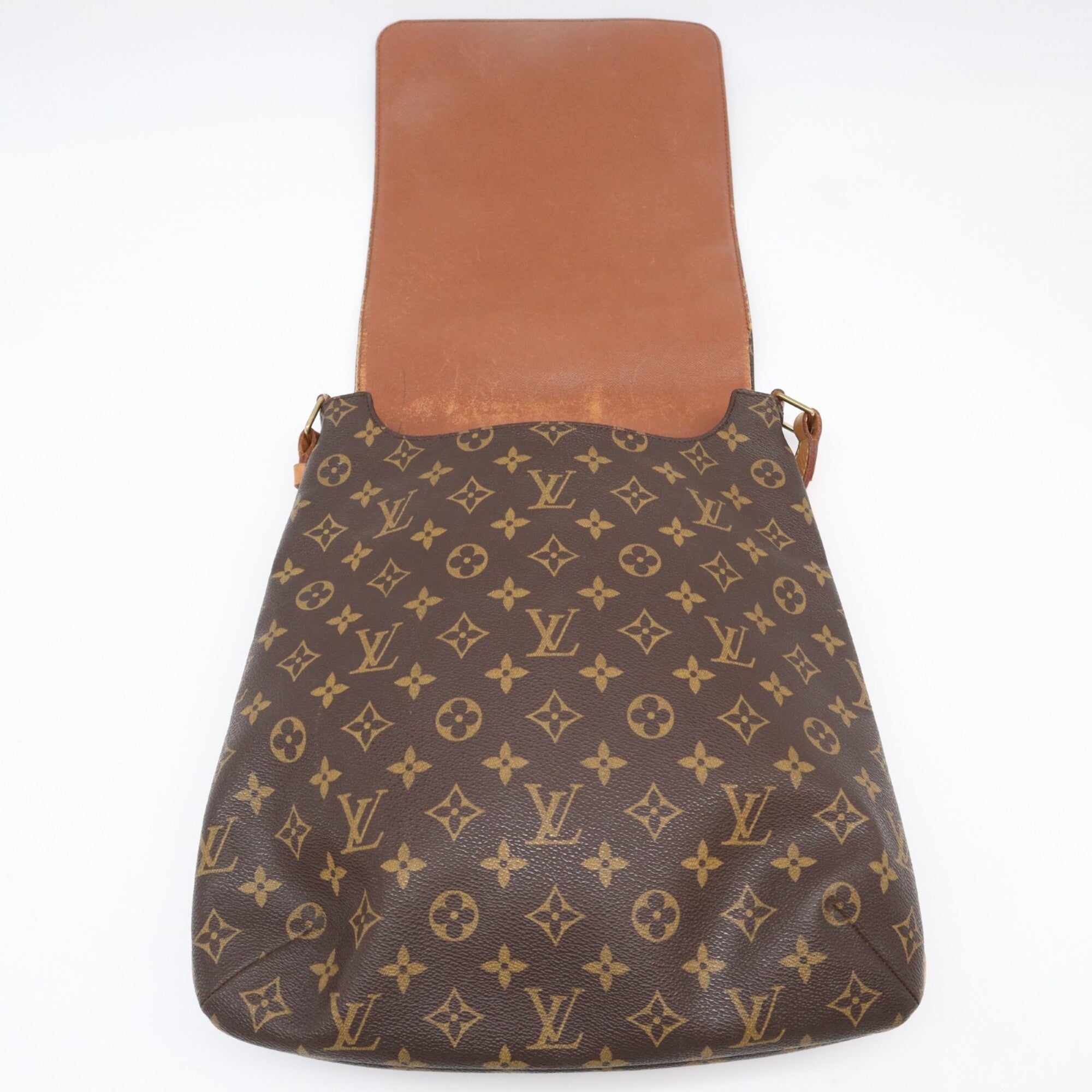 Louis Vuitton Beige Brown Monogram Coated Canvas Leather Shoulder Bag (Pre-Owned)