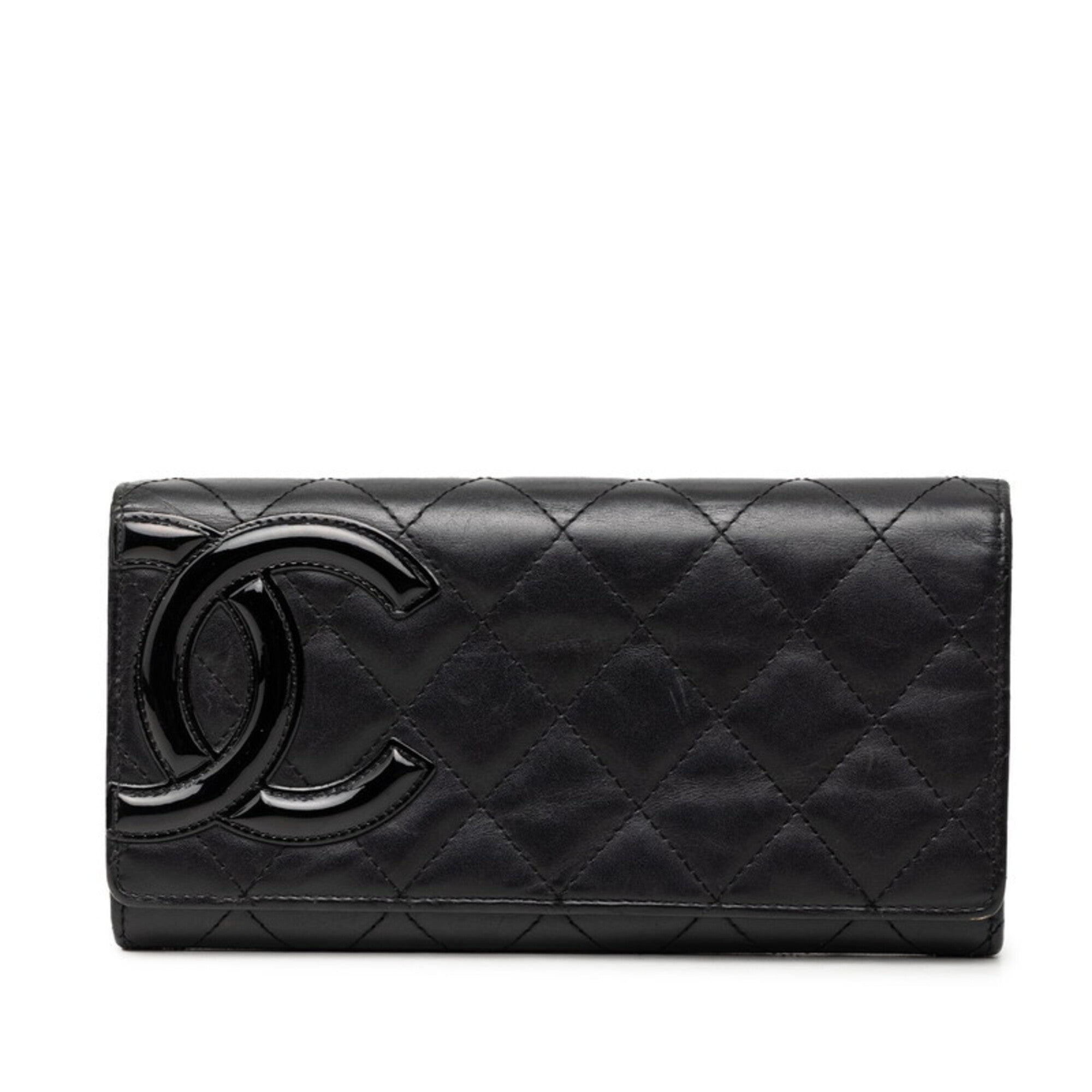 Chanel Black Pink Leather Long Wallet (Bi-Fold) (Pre-Owned)