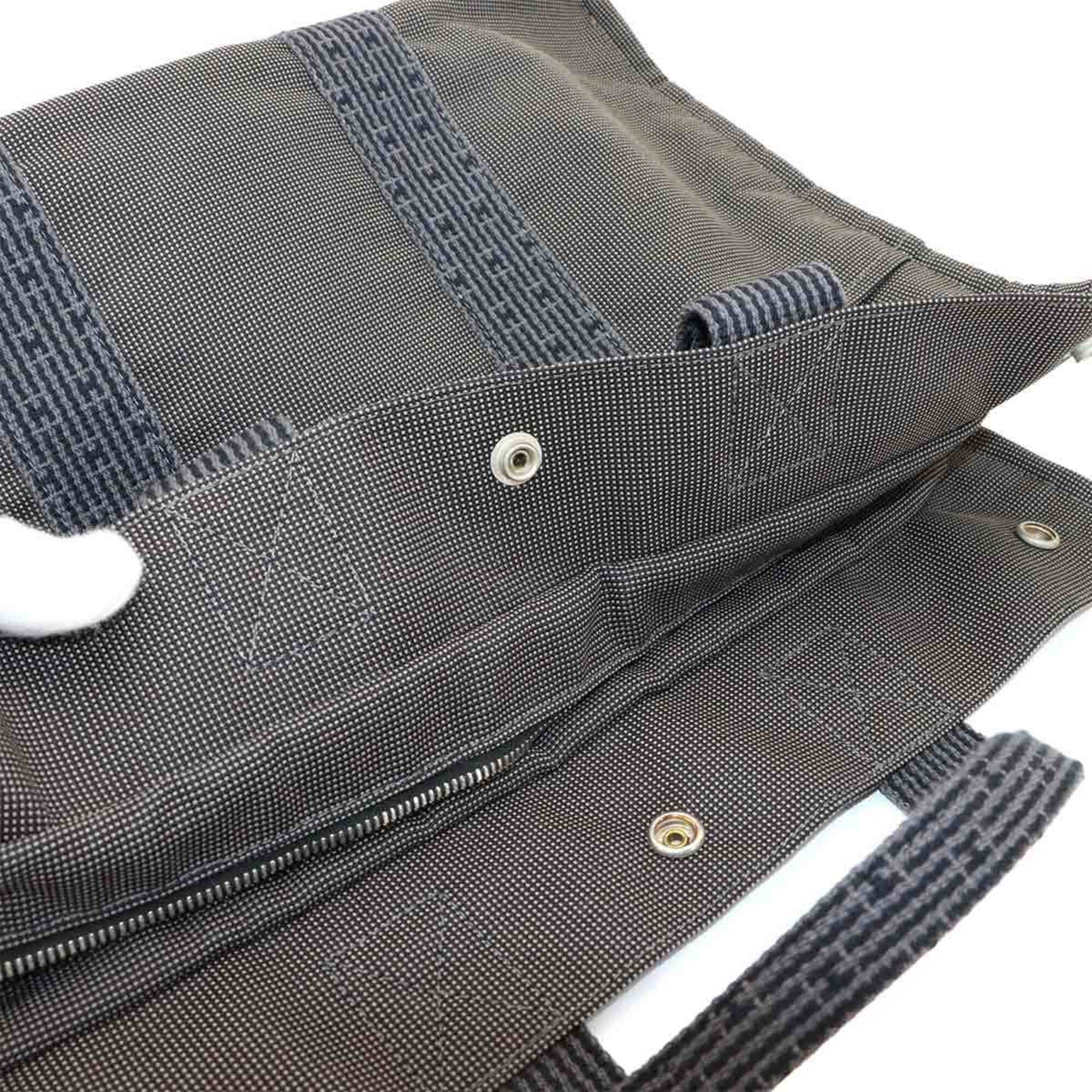 Hermes Gray Canvas Handbag Tote Bag (Pre-Owned)
