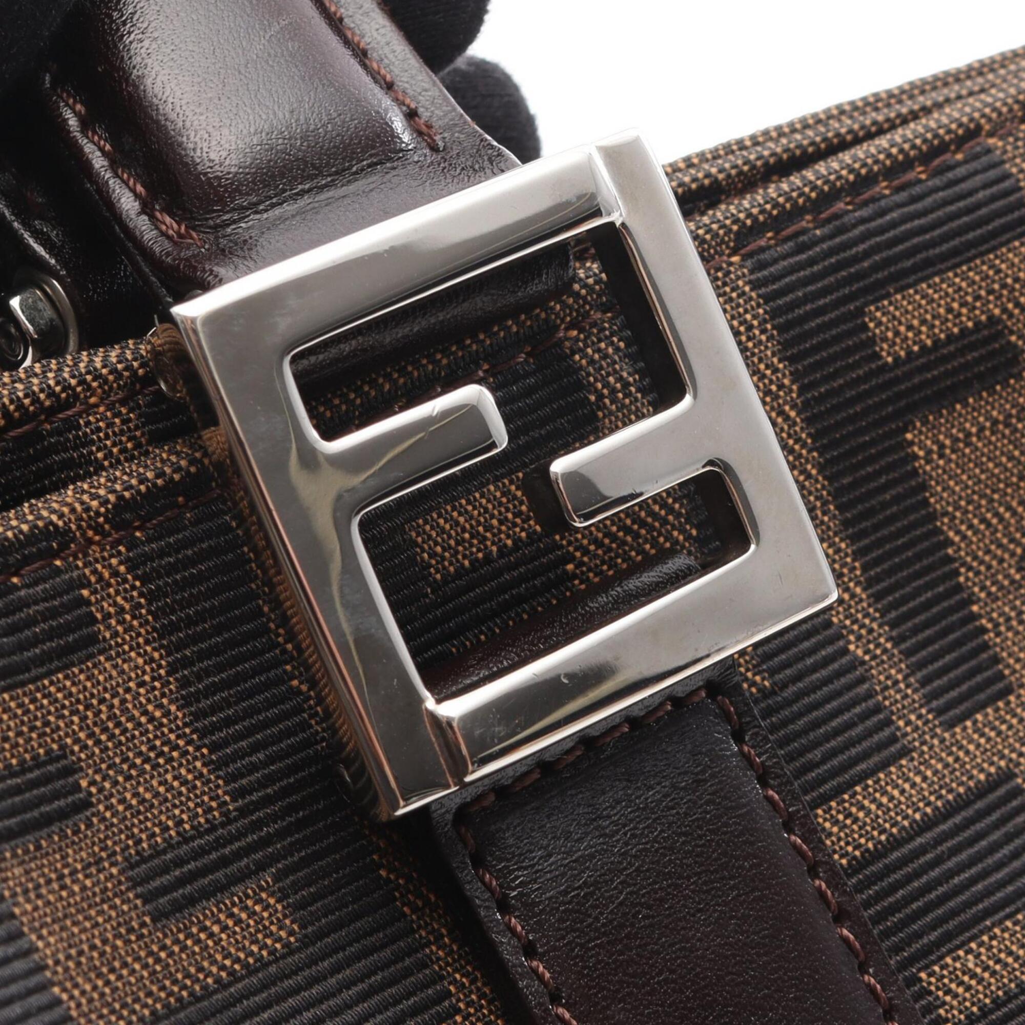 Fendi Brown Canvas Leather Handbag Tote Bag (Pre-Owned)