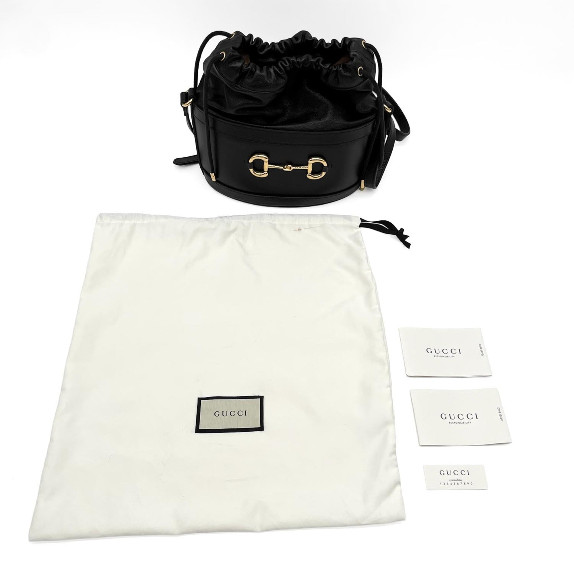 Gucci Horsebit Black Leather Shoulder Bag (Pre-Owned)