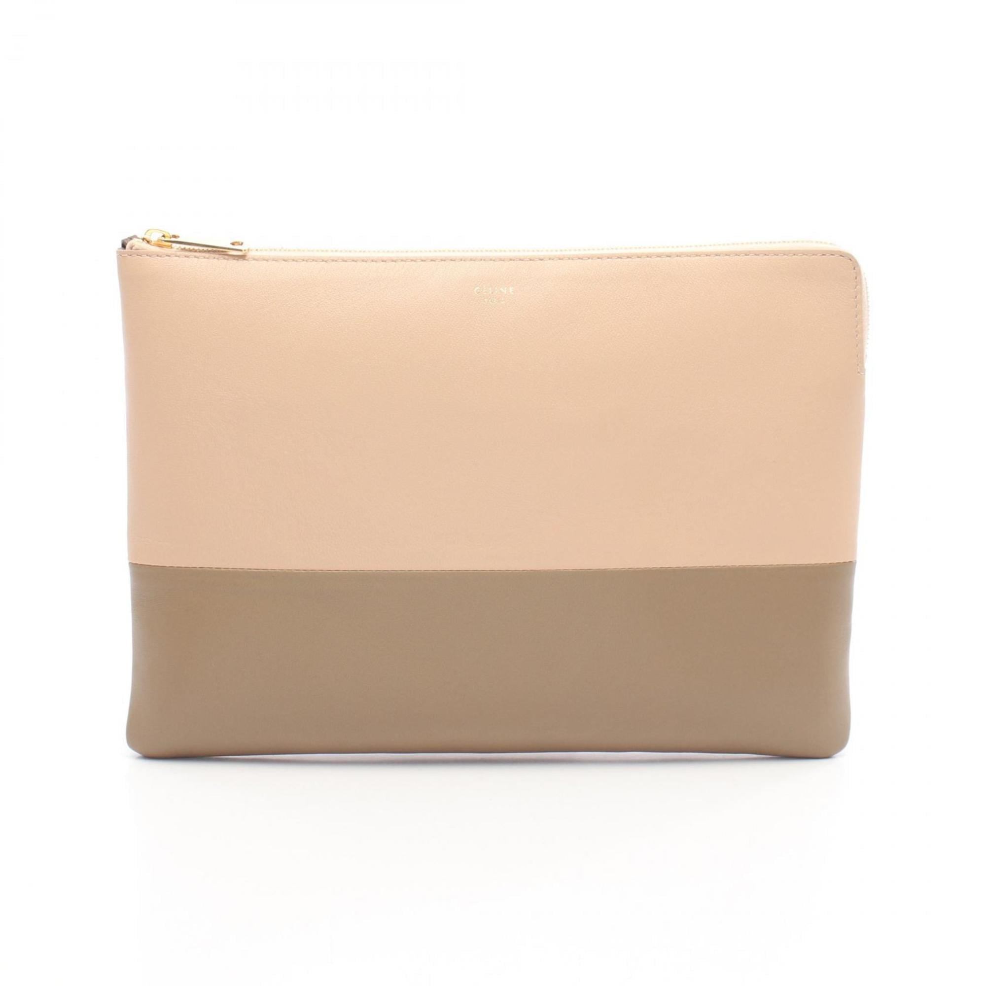 Celine Beige Leather Clutch Bag (Pre-Owned)