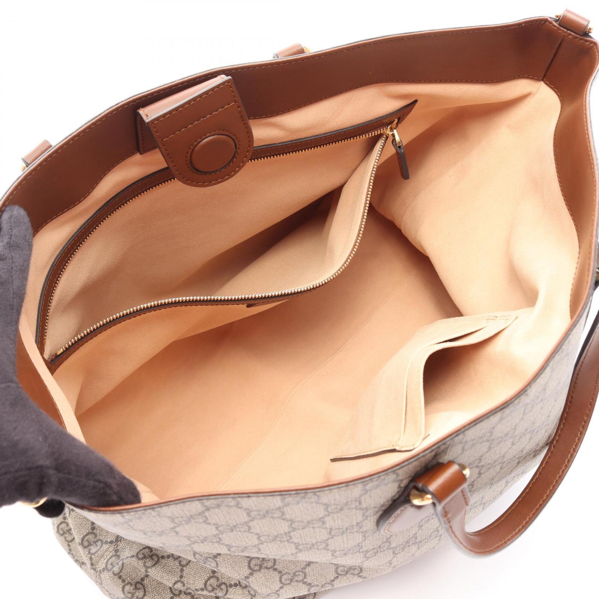 Gucci Beige Brown Pvc Leather Handbag Tote Bag (Pre-Owned)