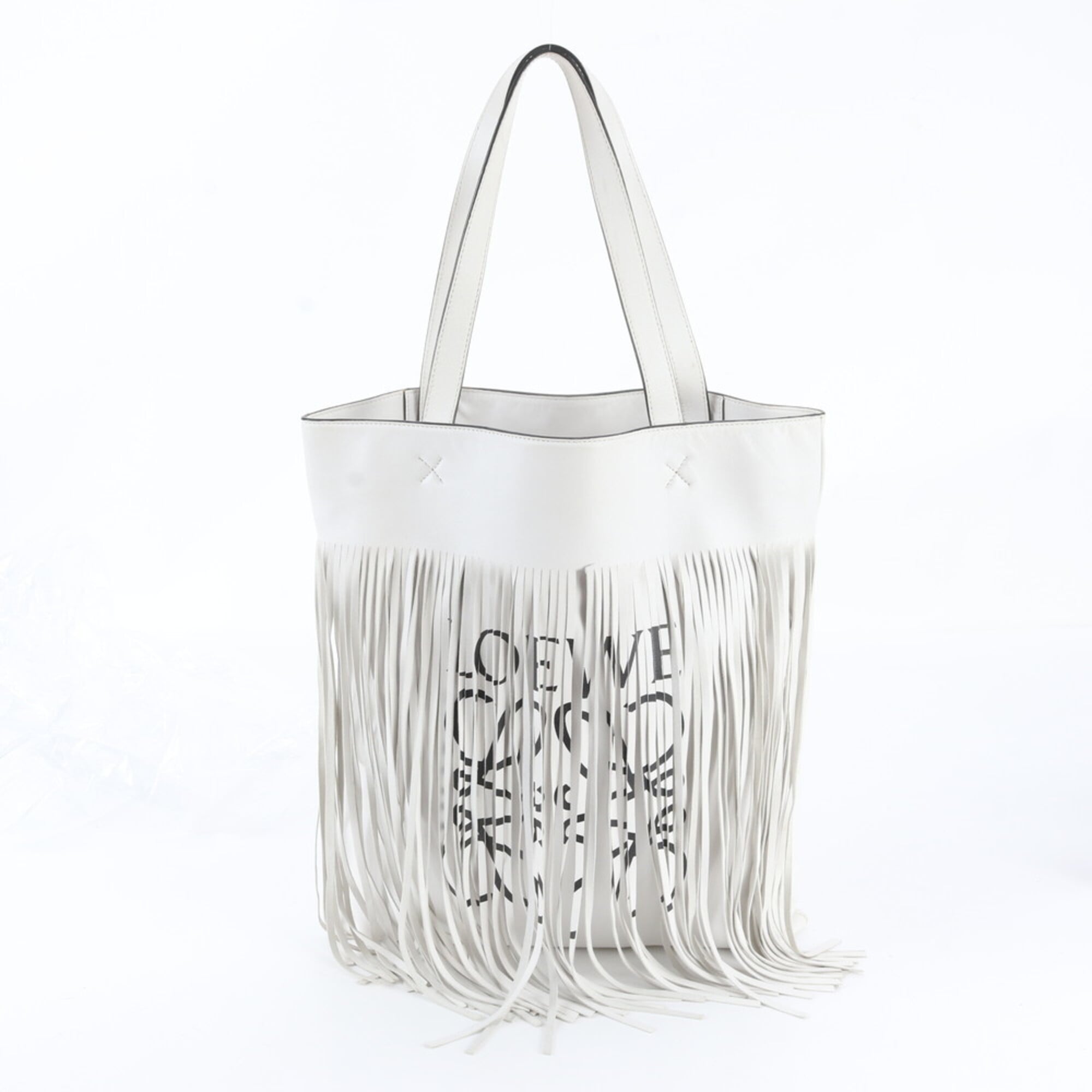 Loewe Black White Leather Handbag Shoulder Bag Tote Bag (Pre-Owned)