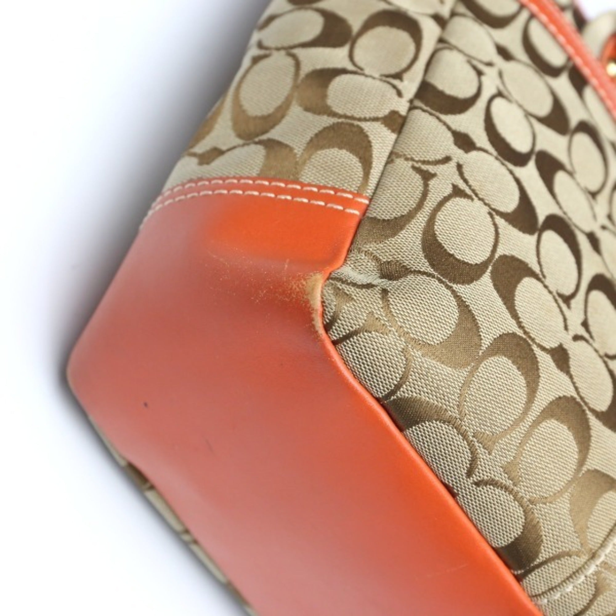 Coach Orange Signature Line Tote Bag (Pre-Owned)