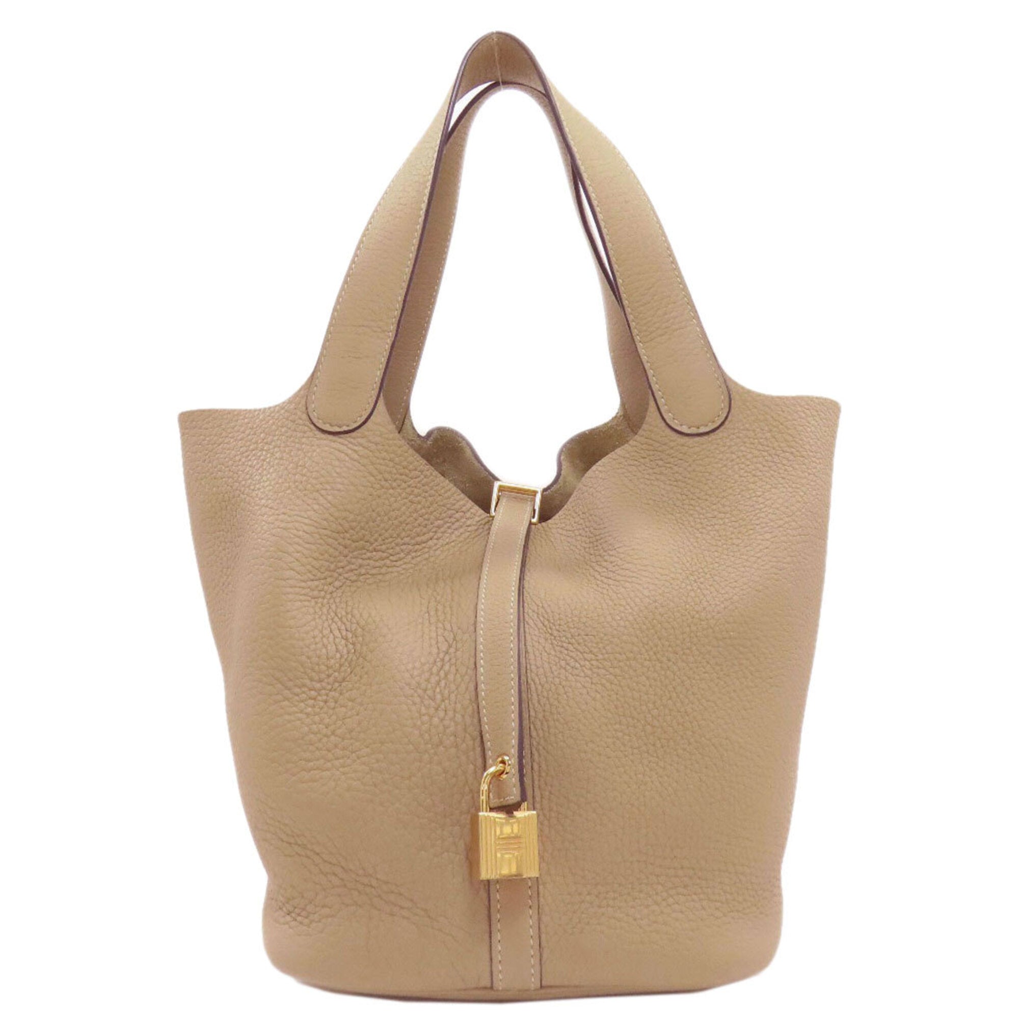 Hermes Beige Brown Taurillon Clemence Leather Handbag (Pre-Owned)