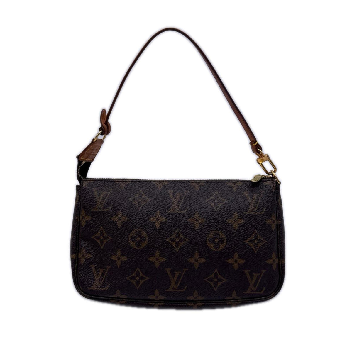 Louis Vuitton Monogram Beige Brown Coated Canvas Leather Handbag Pochette (Pre-Owned)