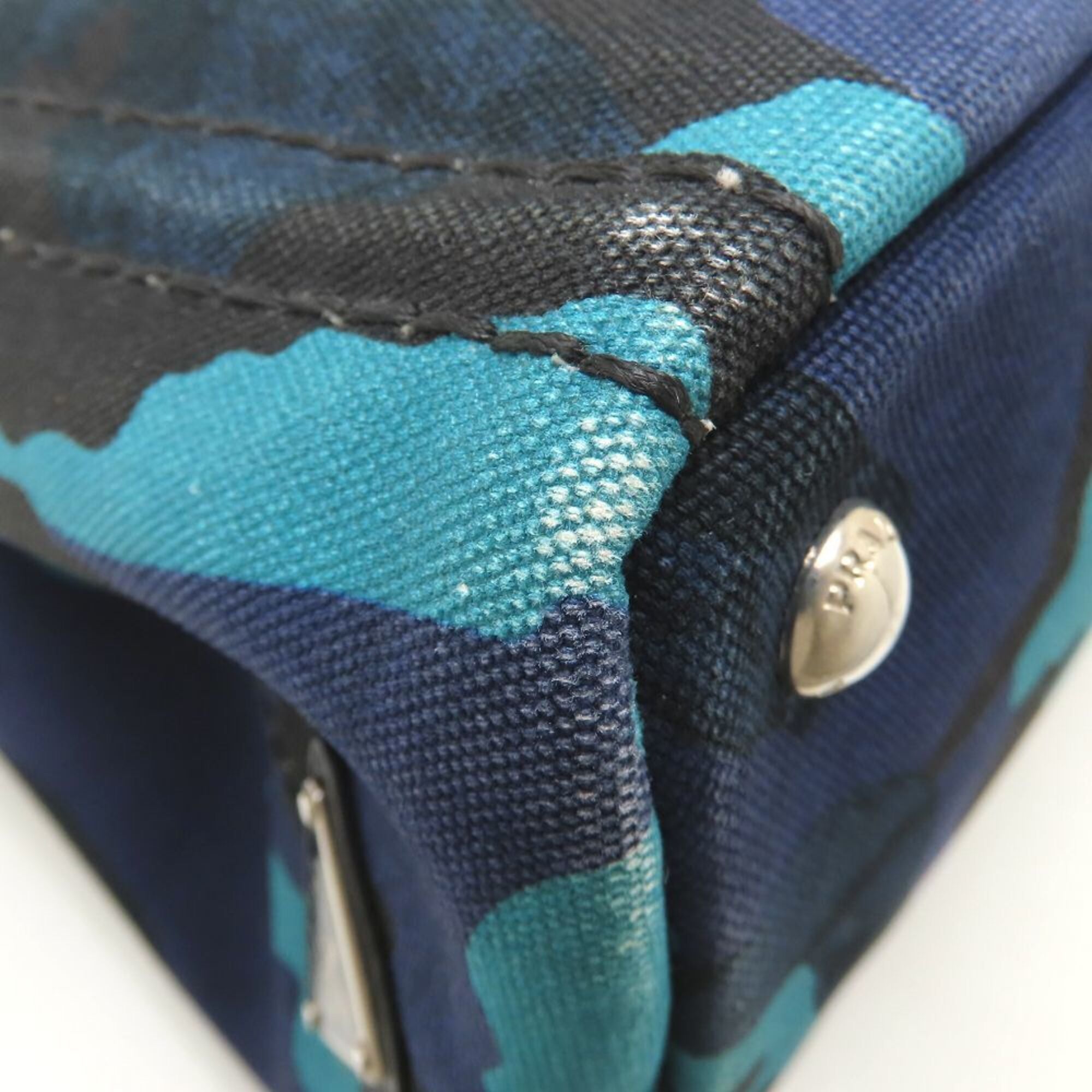 Prada Blue Camouflage Canvas Tote Bag (Pre-Owned)