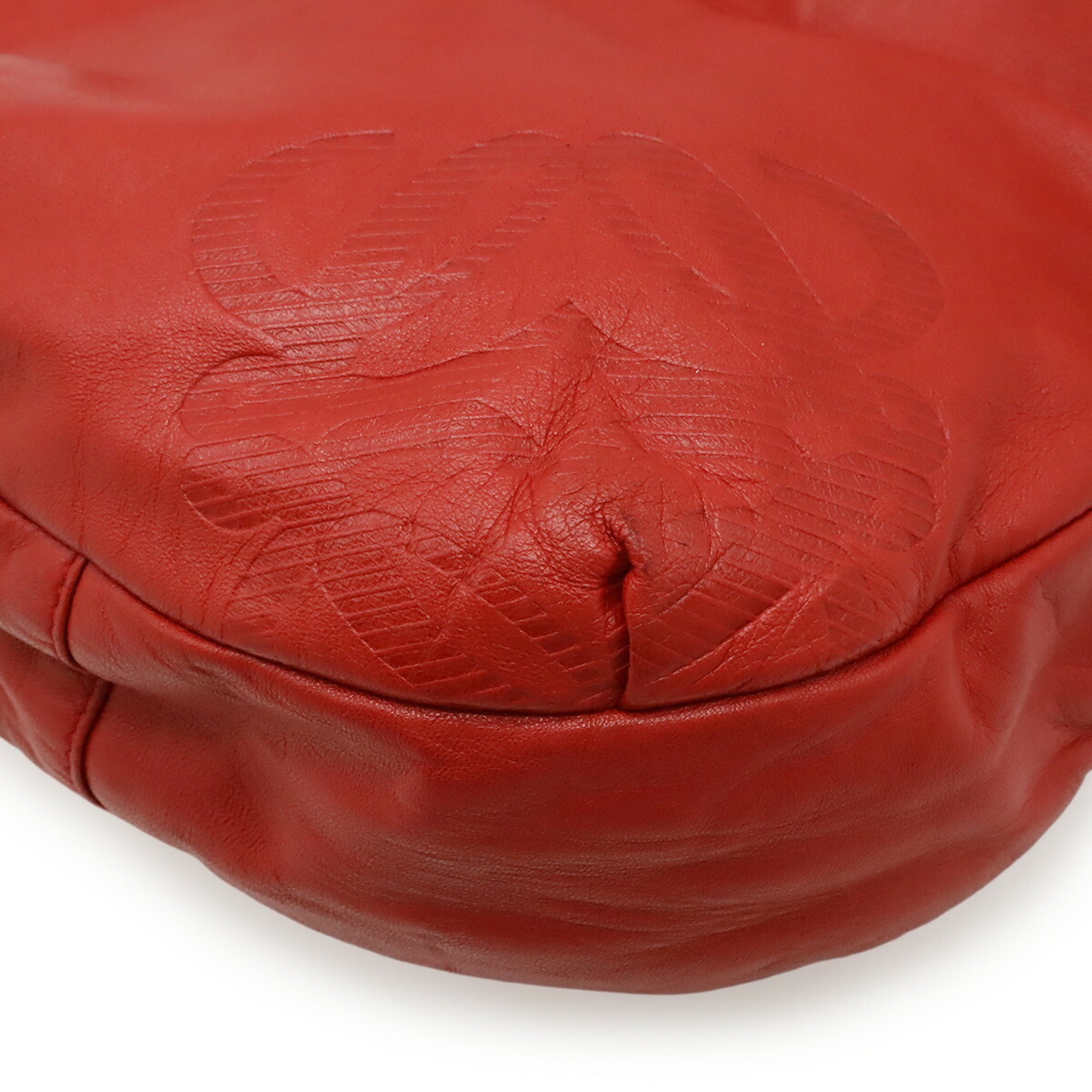 Loewe Red Color Leather Shoulder Bag Tote Bag (Pre-Owned)