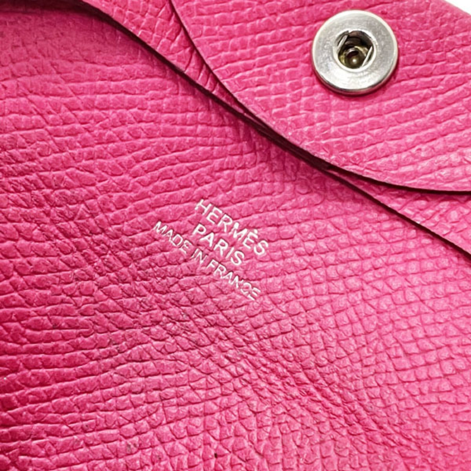 Hermes Bastia Pink Leather Coin Purse/Coin Case (Pre-Owned)