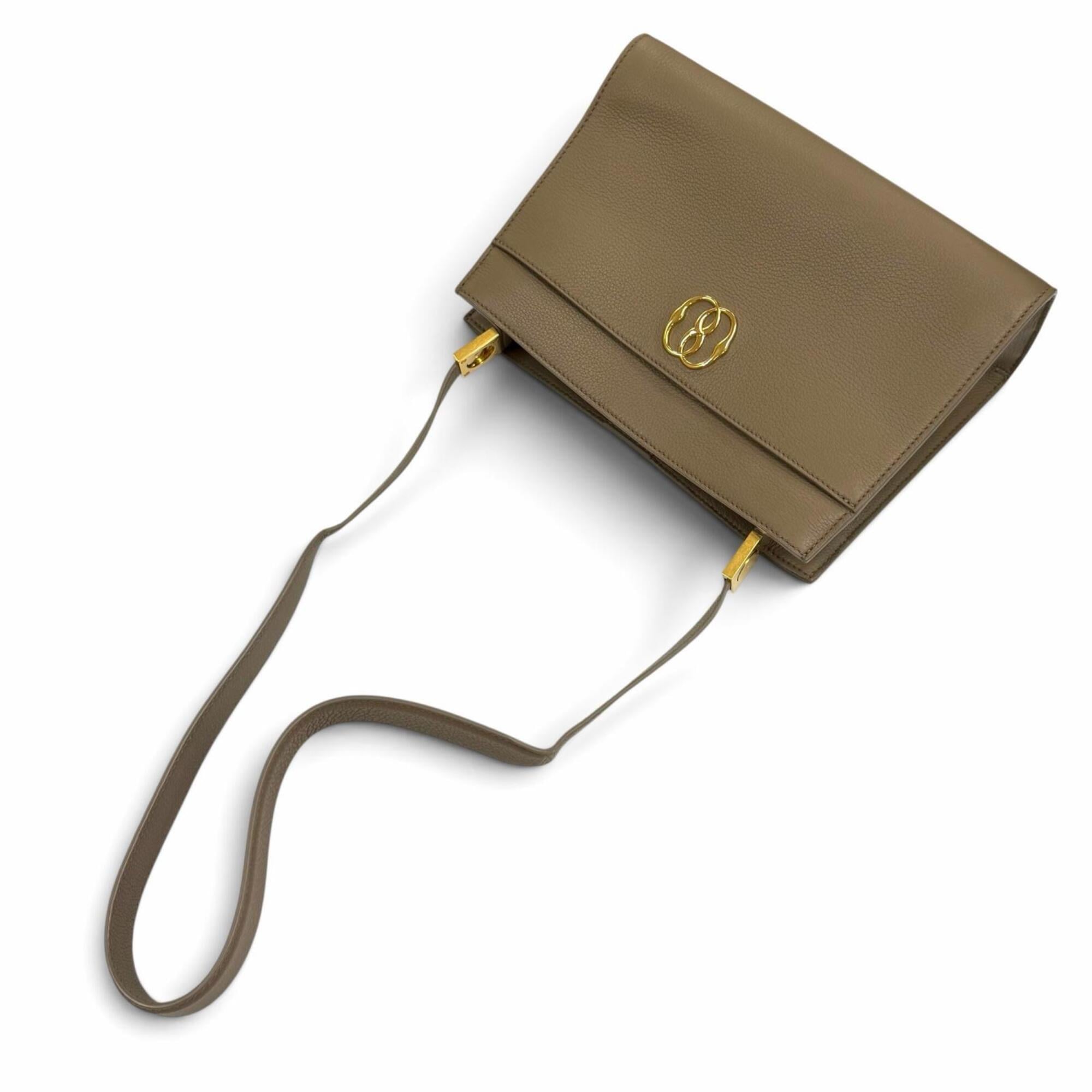 Bally Grayish Leather Handbag Shoulder Bag (Pre-Owned)