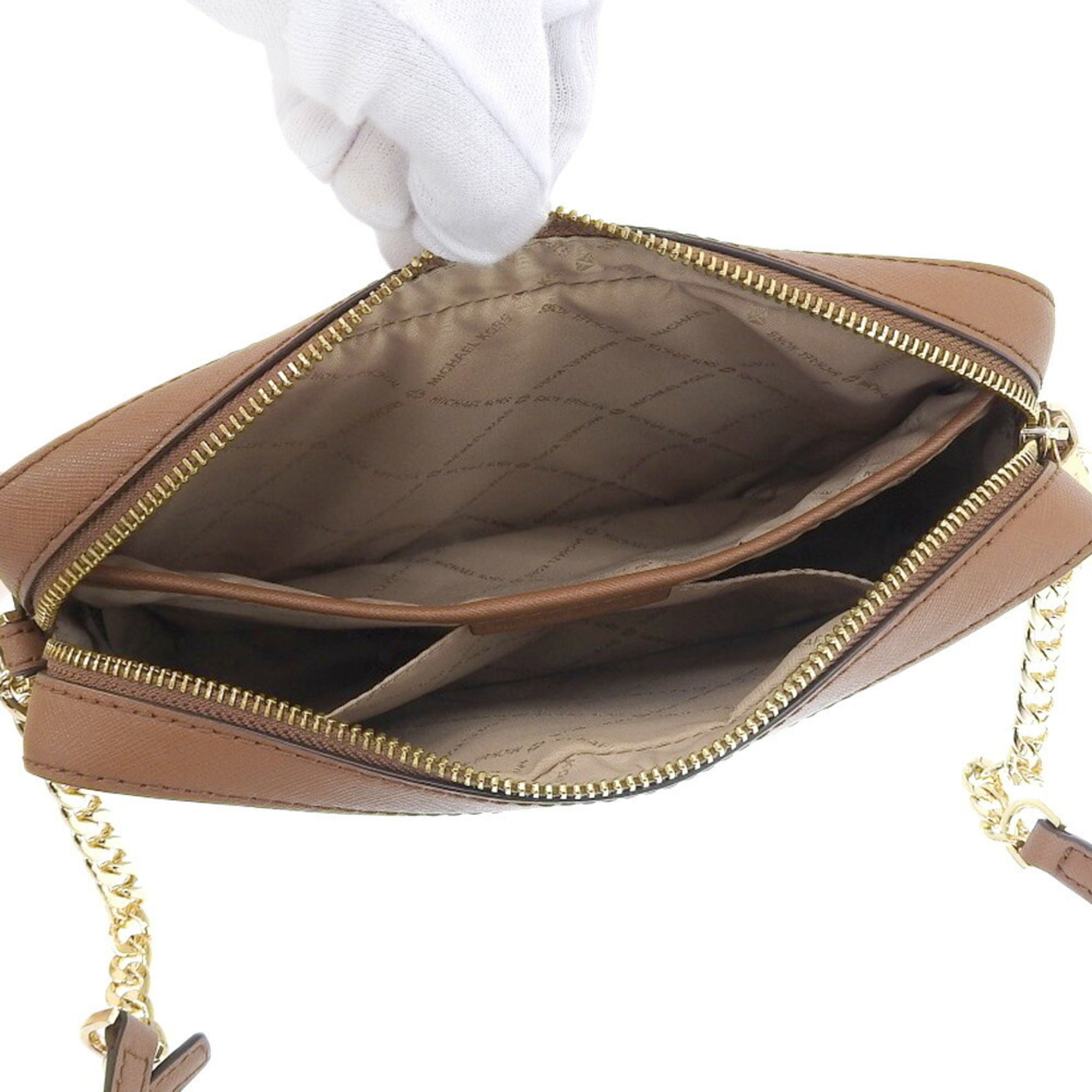 Michael Kors Brown White Pvc Shoulder Bag (Pre-Owned)