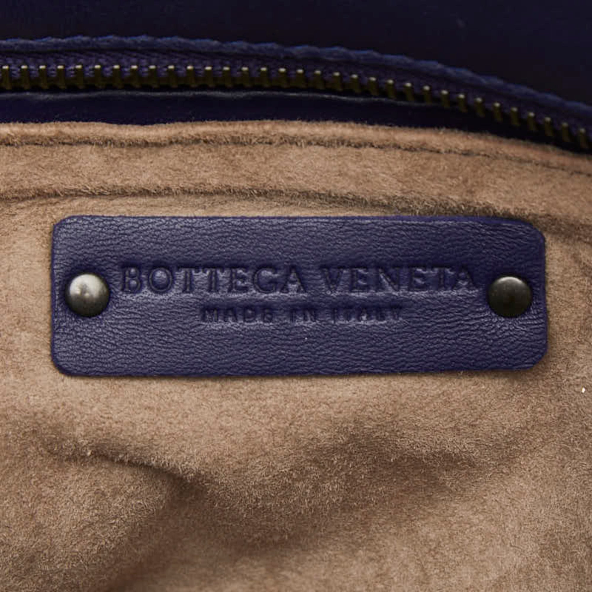 Bottega Veneta Navy Leather Handbag Shoulder Bag (Pre-Owned)