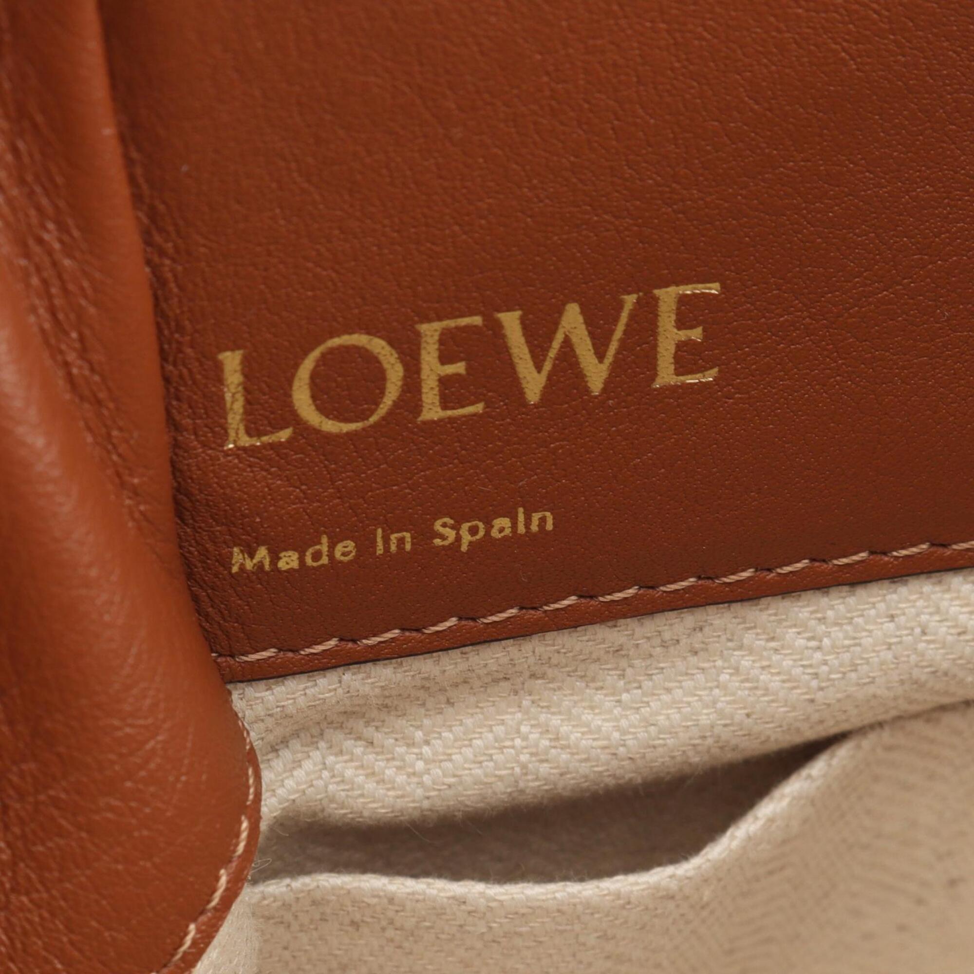 Loewe Brown Ivory Canvas Leather Handbag (Pre-Owned)