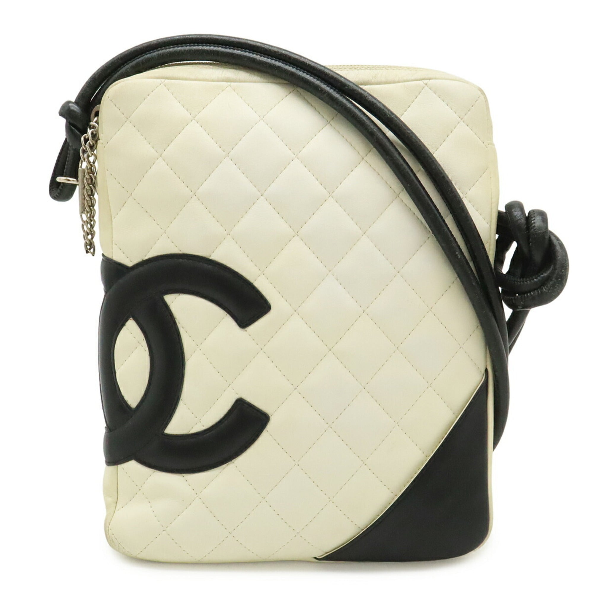 Chanel Black White Leather Shoulder Bag (Pre-Owned)