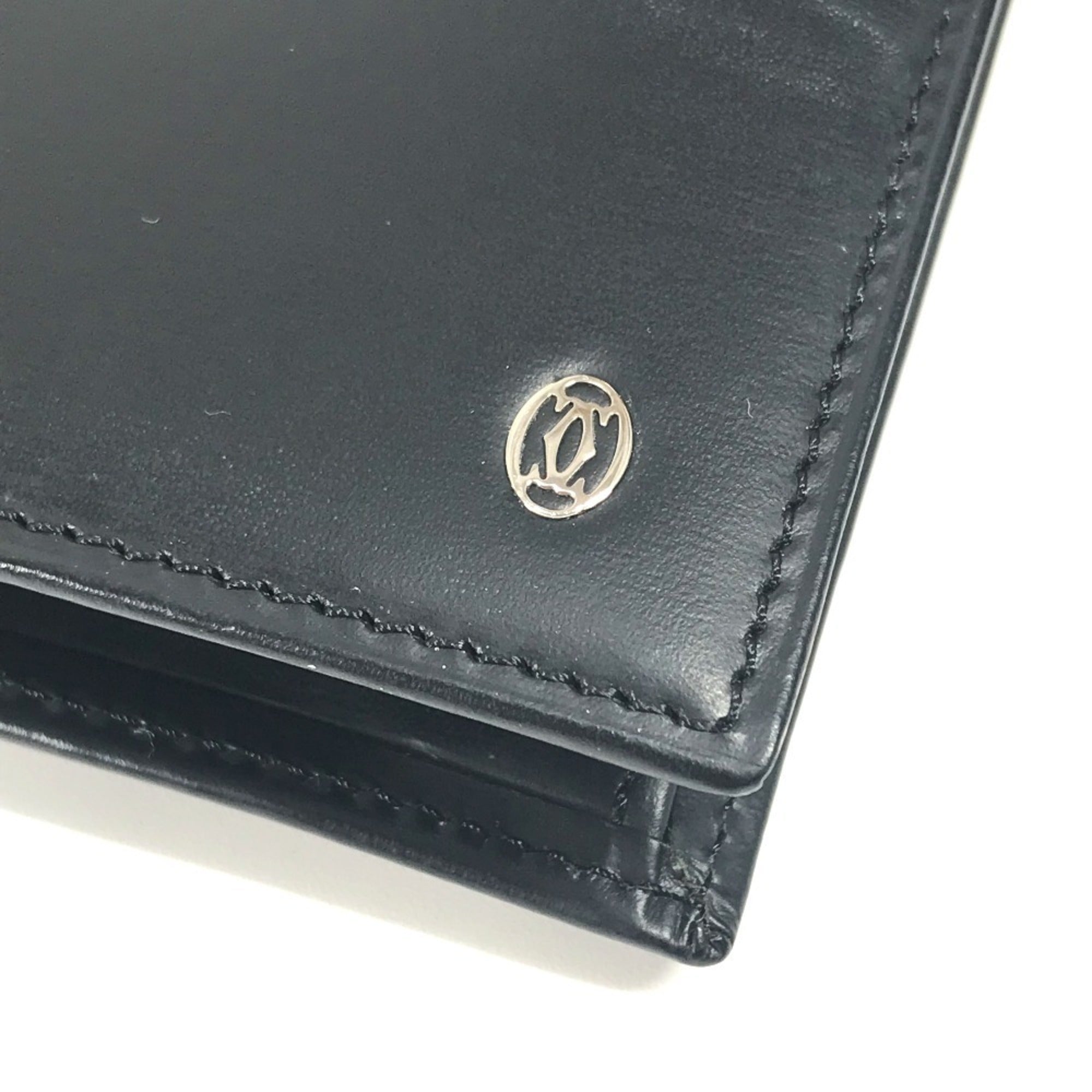 Cartier Black Leather Long Wallet (Bi-Fold) (Pre-Owned)