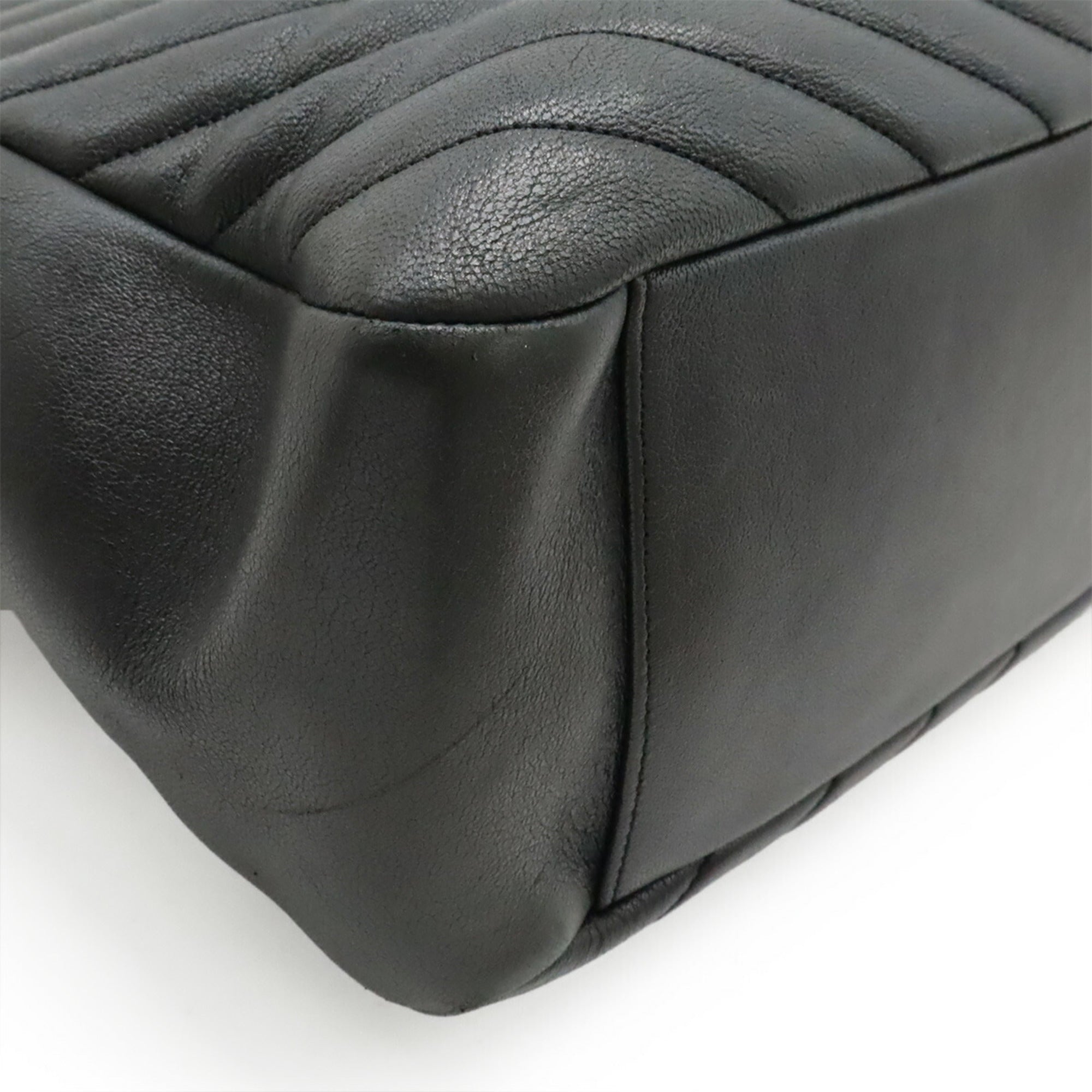 Yves Saint Laurent Black Leather Shoulder Bag Tote Bag (Pre-Owned)