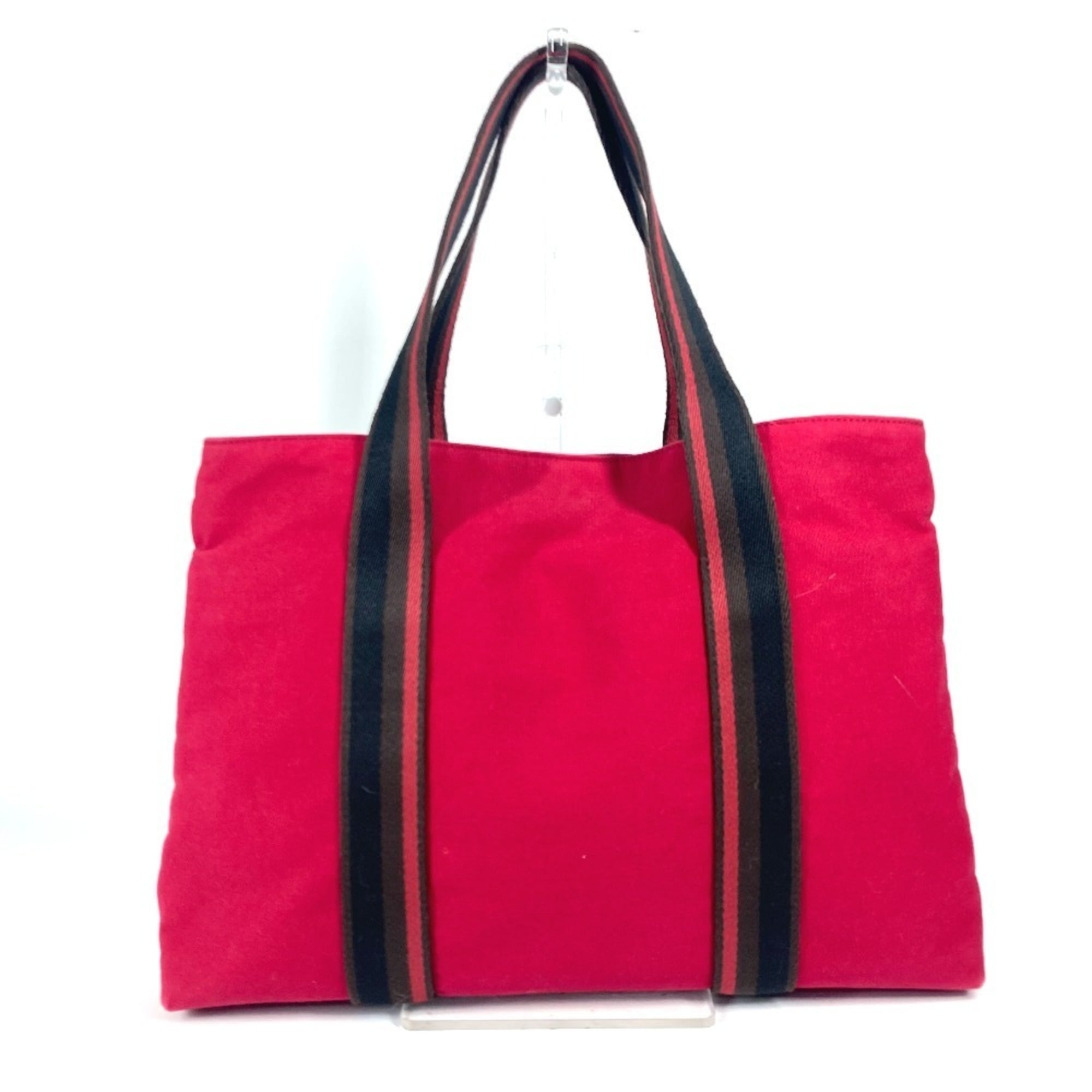 Hermes Black Red Color Canvas Shoulder Bag Tote Bag (Pre-Owned)