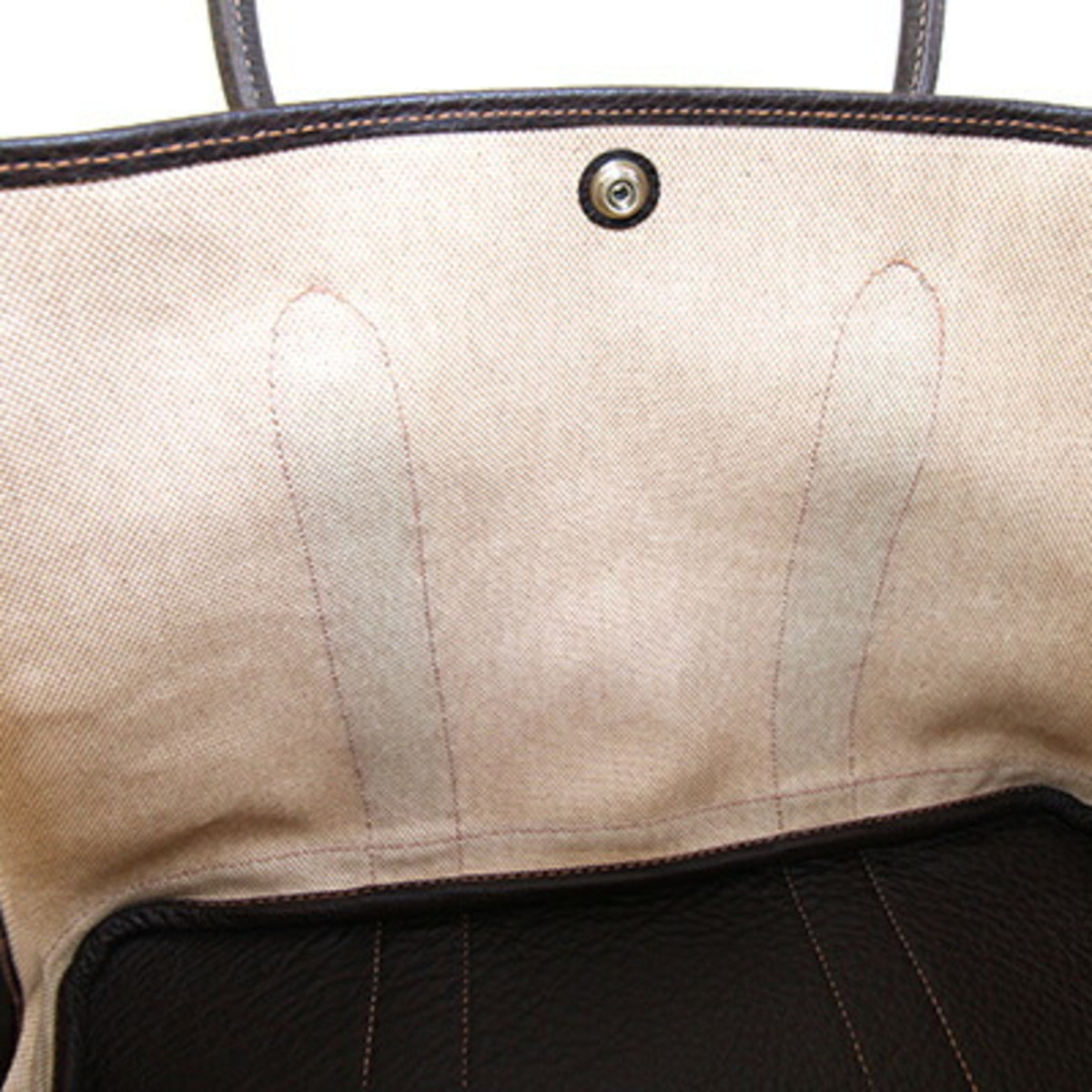 Hermes Garden Marron Toile H Leather Handbag Tote Bag (Pre-Owned)
