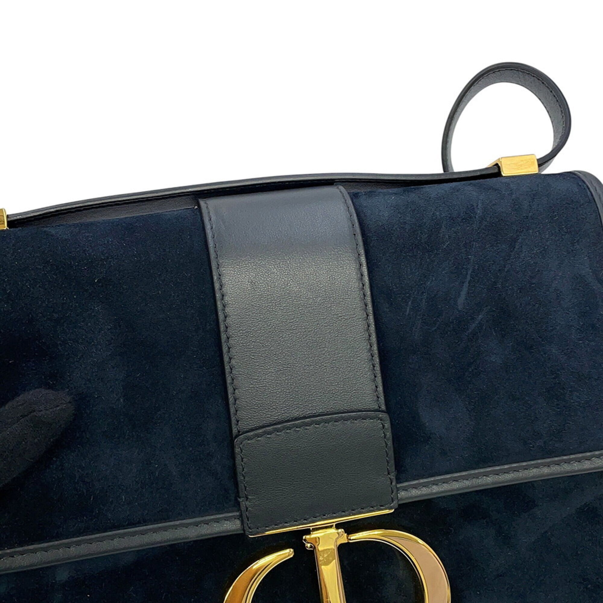 Christian Dior Navy Velvet Leather Handbag Shoulder Bag (Pre-Owned)