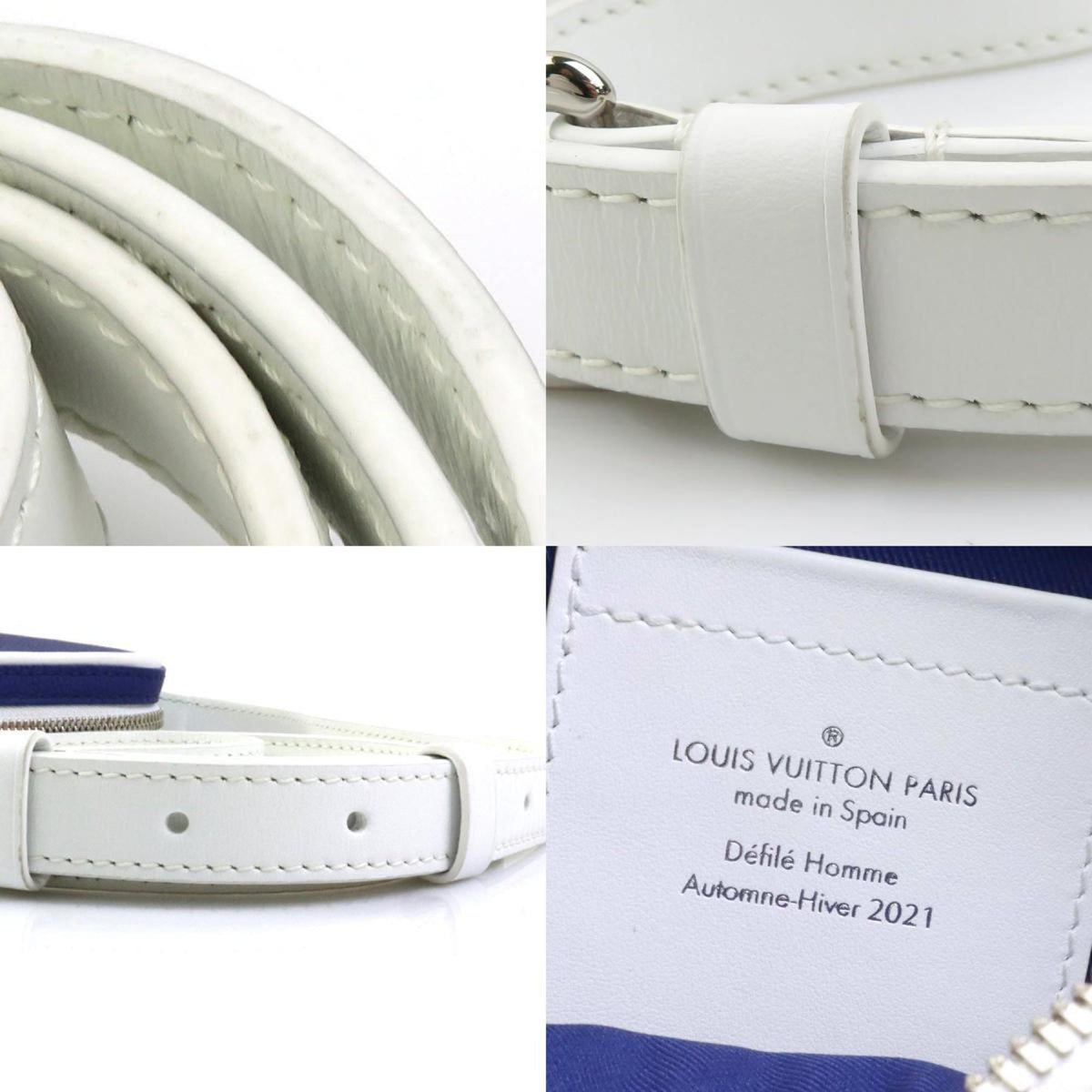 Louis Vuitton Blue White Leather Shoulder Bag (Pre-Owned)