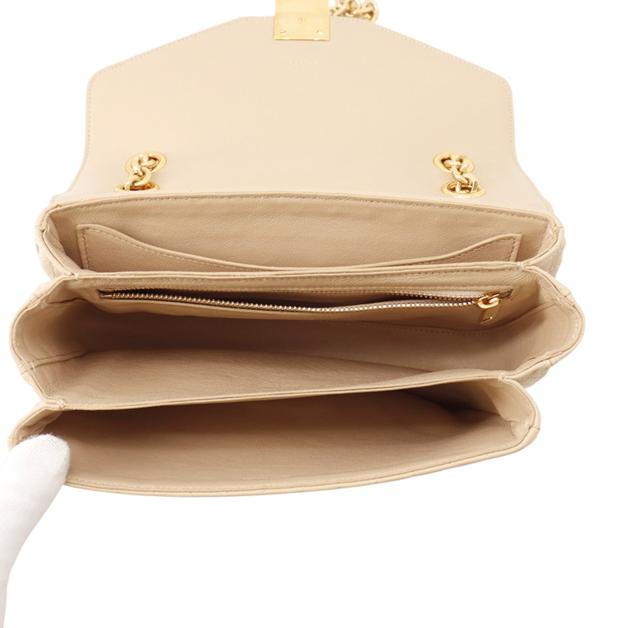 Celine Beige Leather Handbag Shoulder Bag (Pre-Owned)