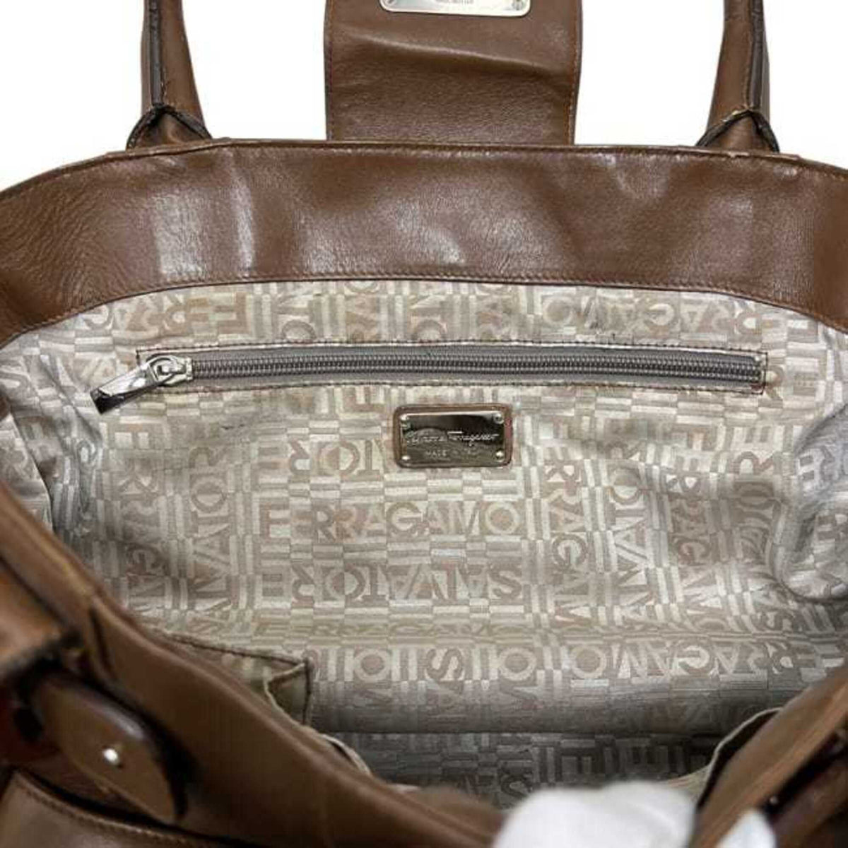 Salvatore Ferragamo Brown Leather Tote Bag (Pre-Owned)