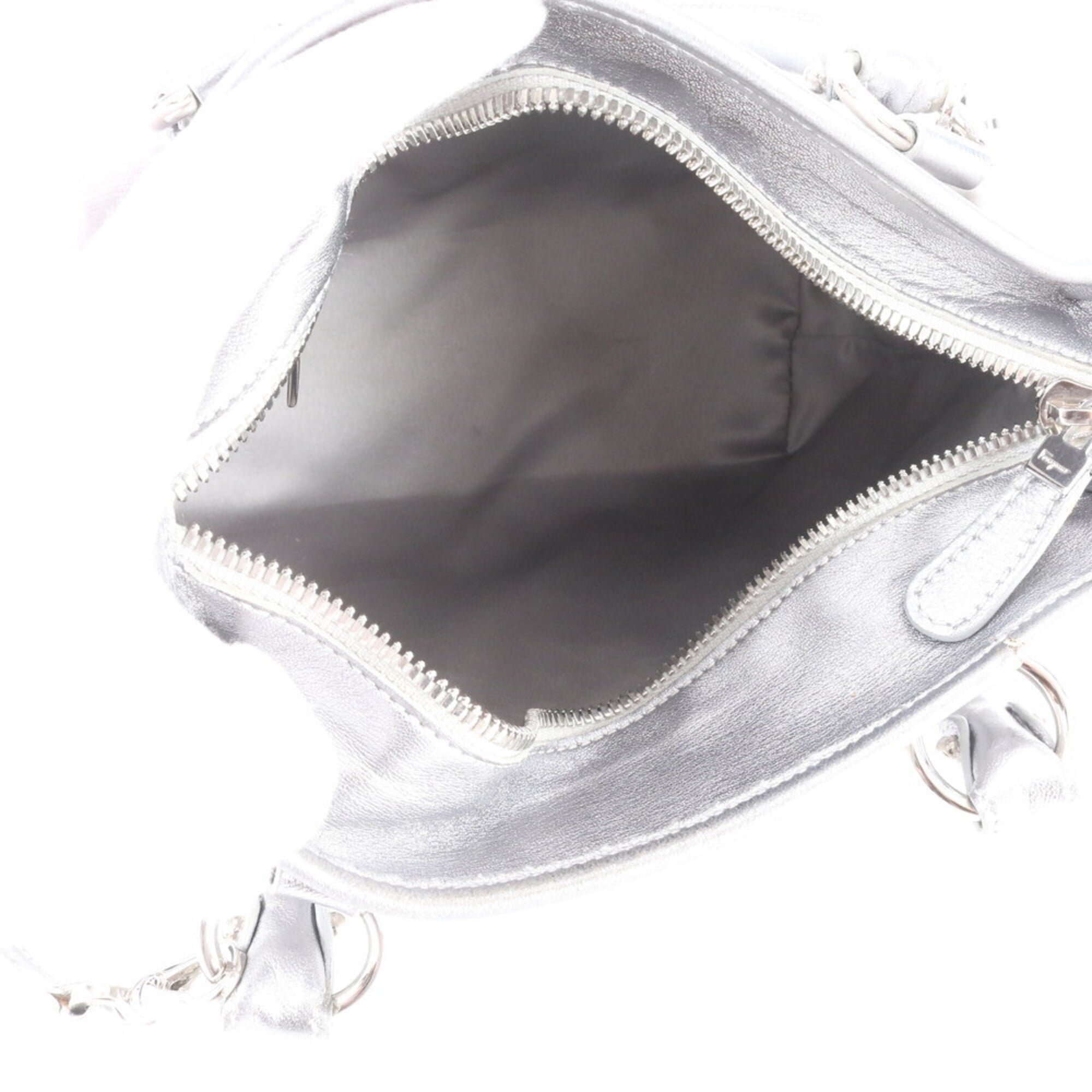 Salvatore Ferragamo Silver Leather Handbag Shoulder Bag Tote Bag (Pre-Owned)