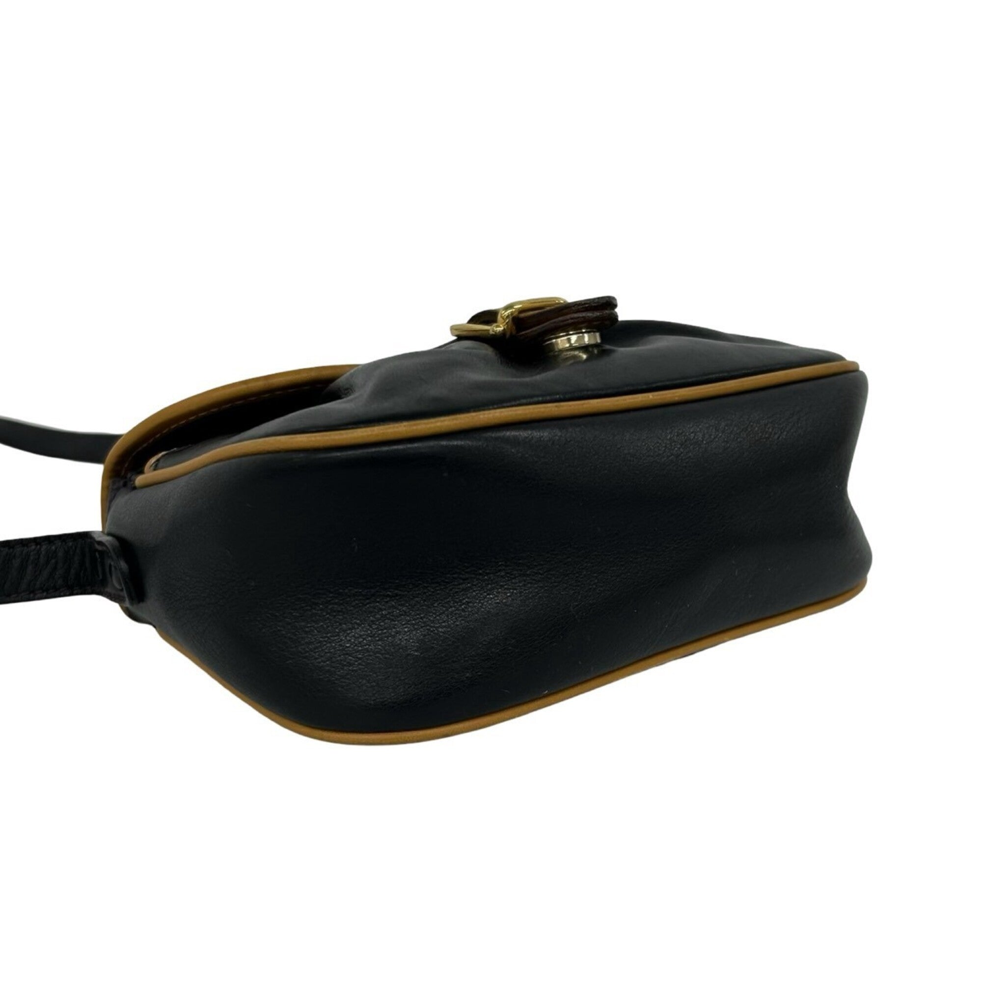 Celine Black Brown Leather Pochette Shoulder Bag (Pre-Owned)