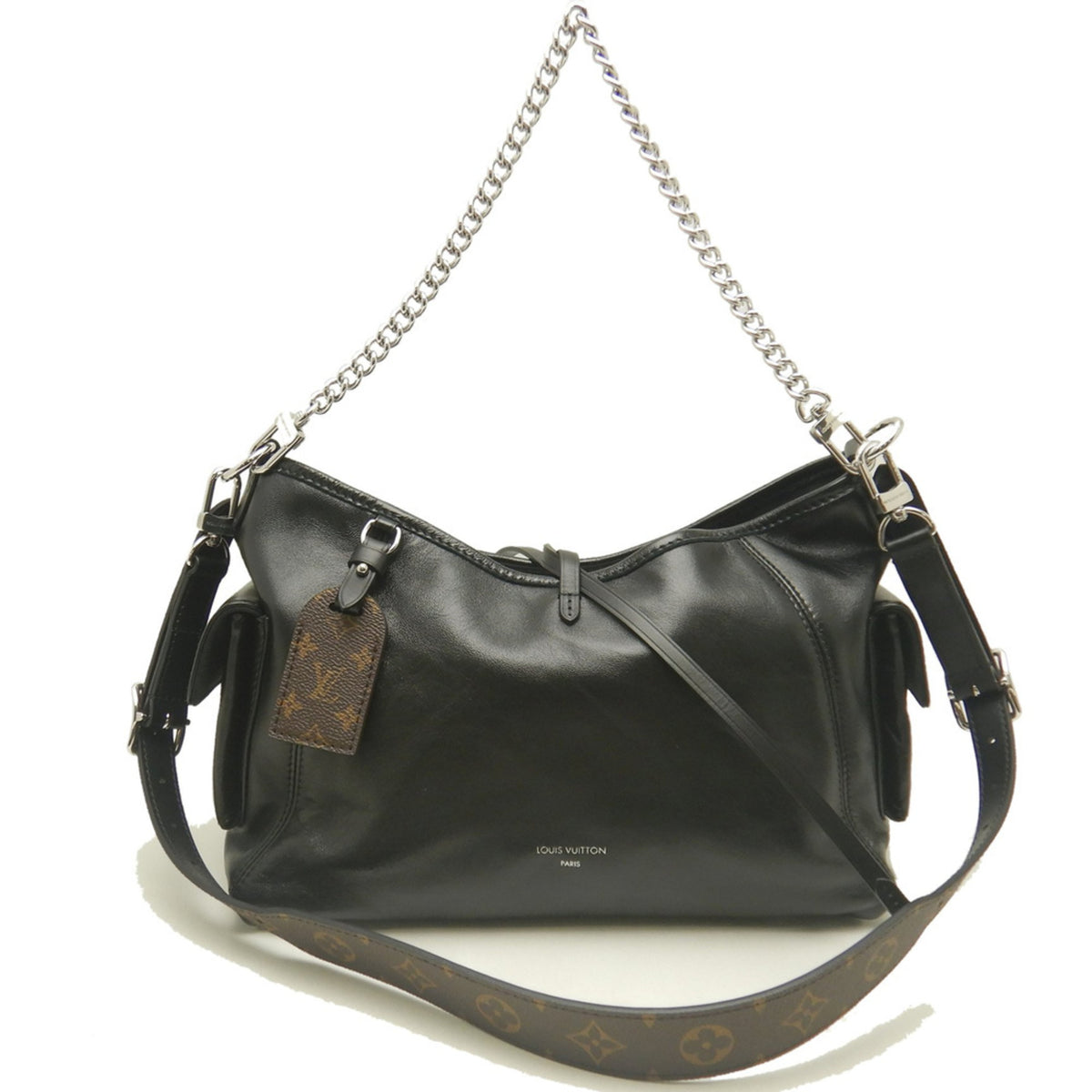 Louis Vuitton Noir Leather Shoulder Bag (Pre-Owned)
