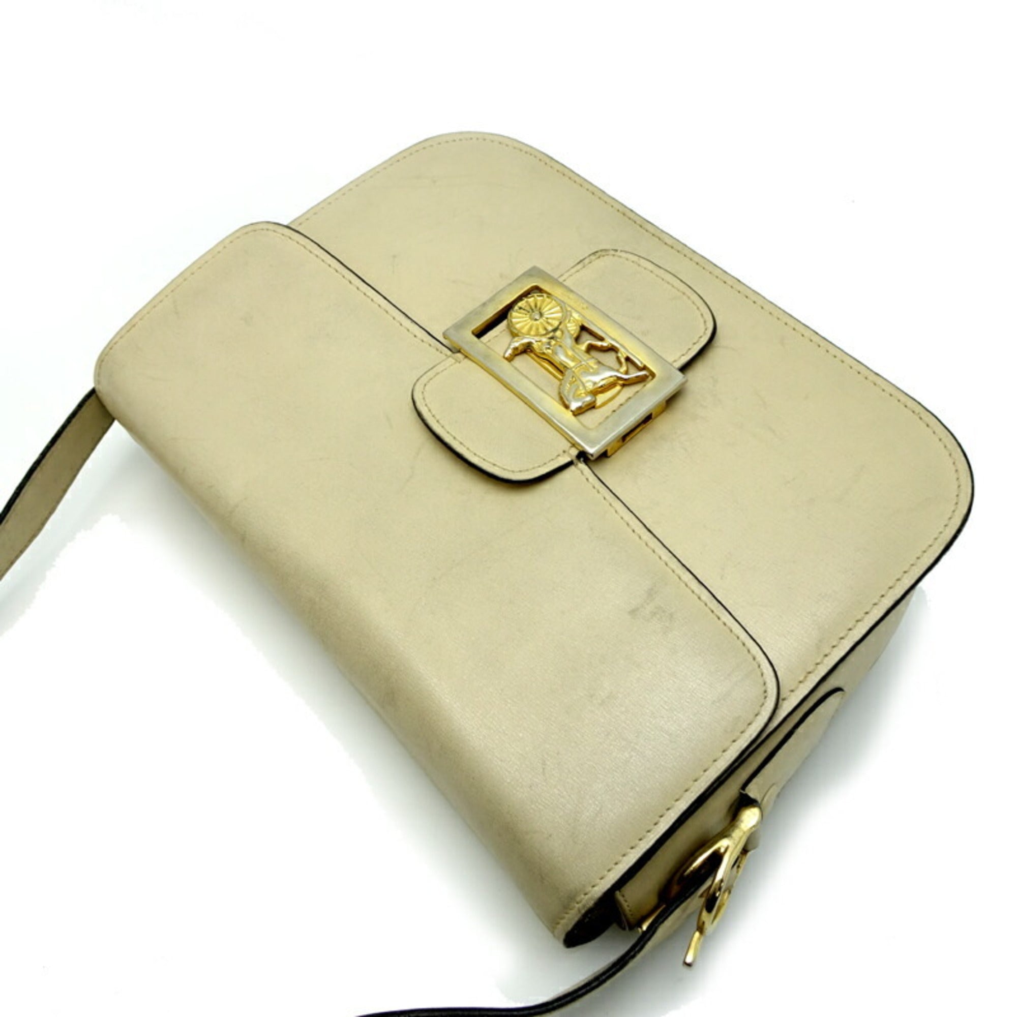 Celine Ivory Leather Shoulder Bag (Pre-Owned)