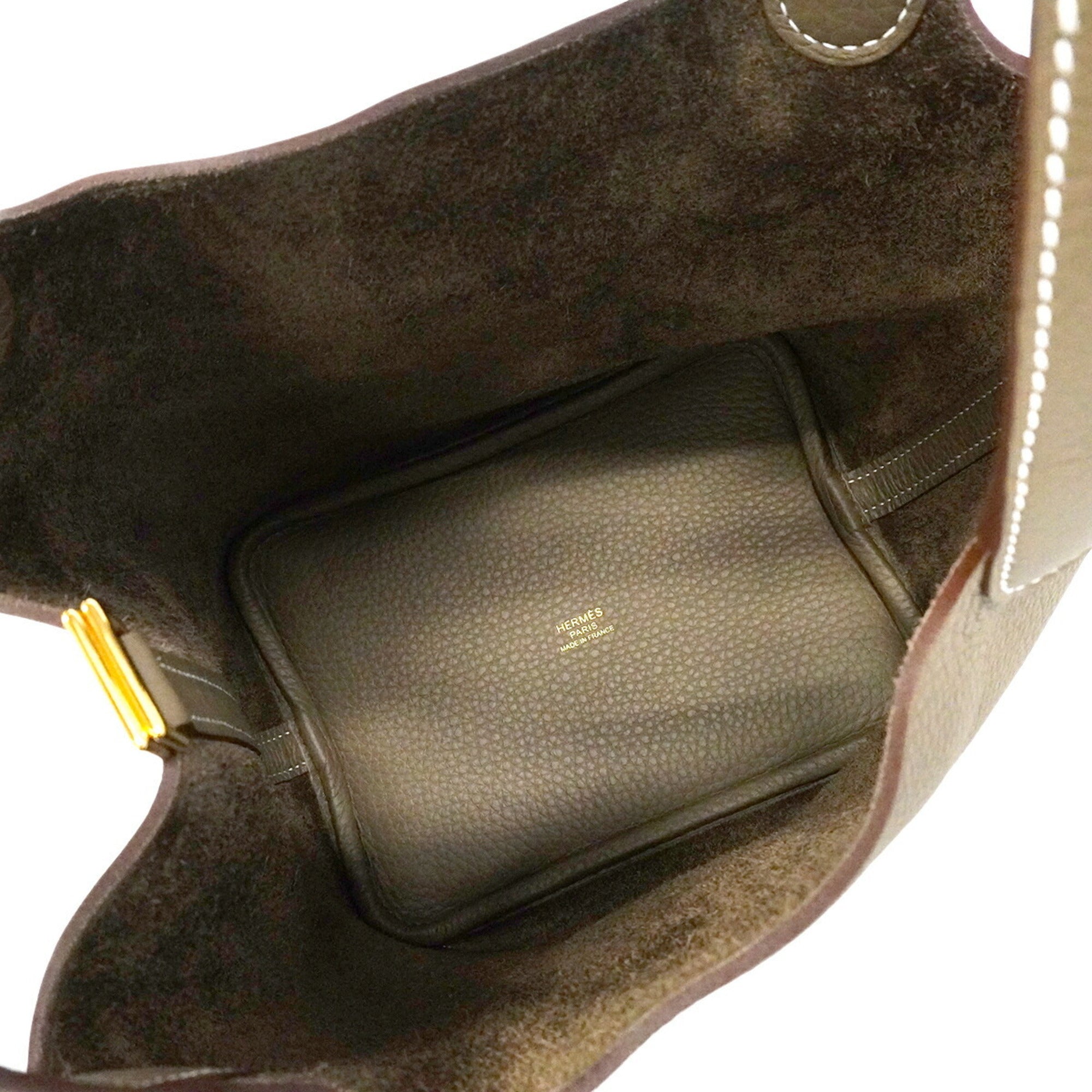 Hermes Etoupe Gray Taurillon Clemence Leather Handbag (Pre-Owned)