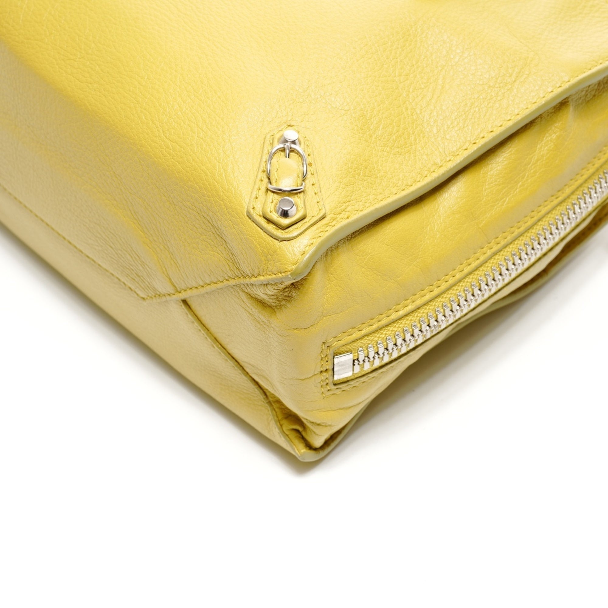 Balenciaga Paper Yellow Leather Shoulder Bag (Pre-Owned)