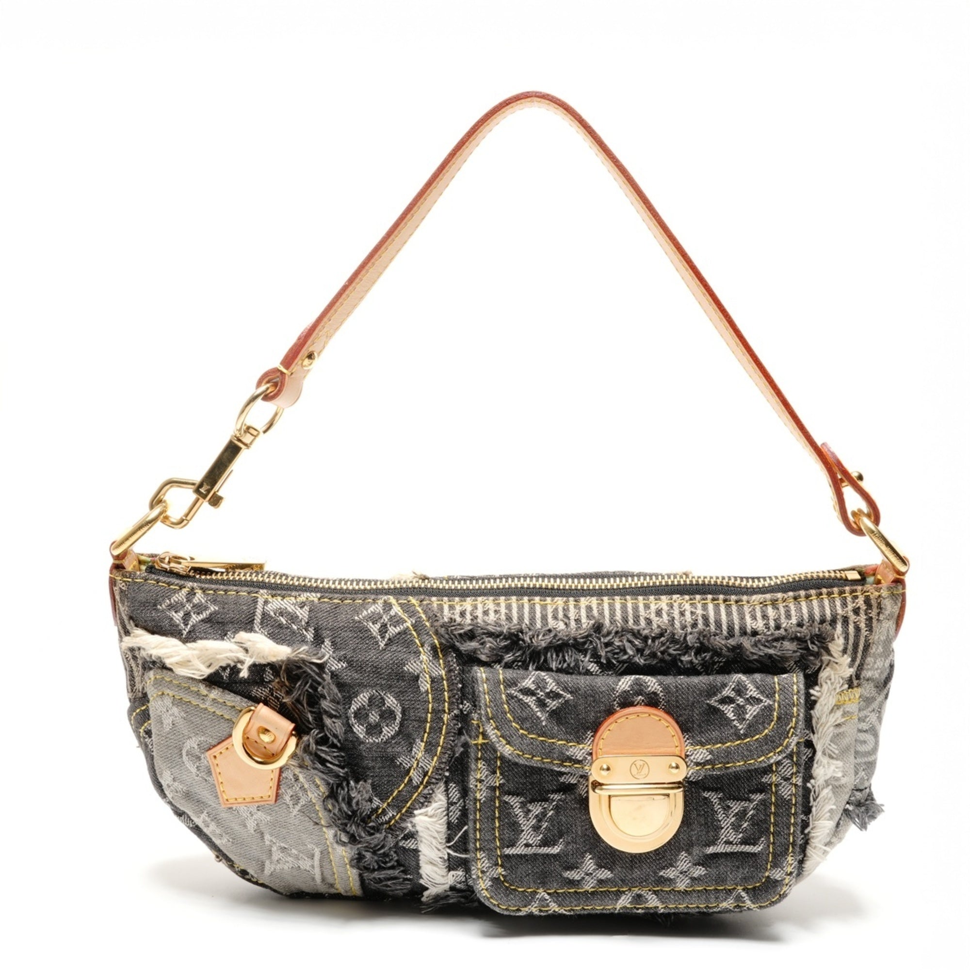 Louis Vuitton Gray Monogram Denim Shoulder Bag (Pre-Owned)