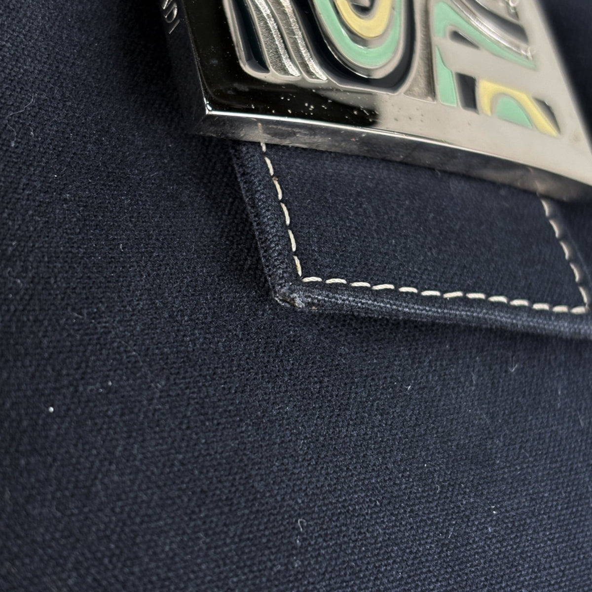 Fendi Navy Canvas Shoulder Bag (Pre-Owned)