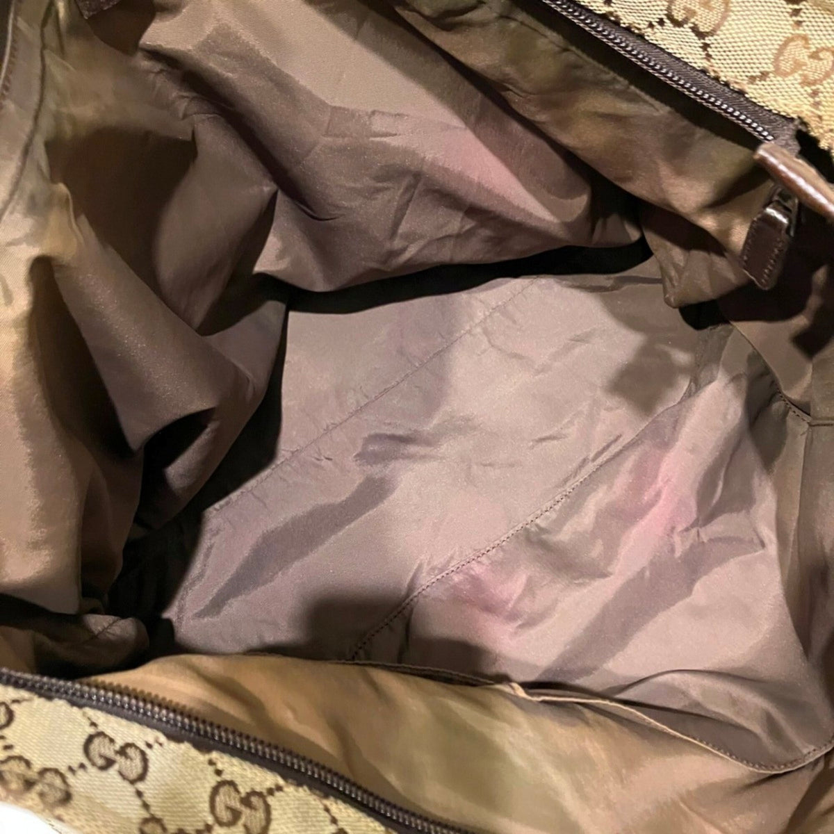 Gucci Sherry Line Beige Canvas Leather Tote Bag (Pre-Owned)