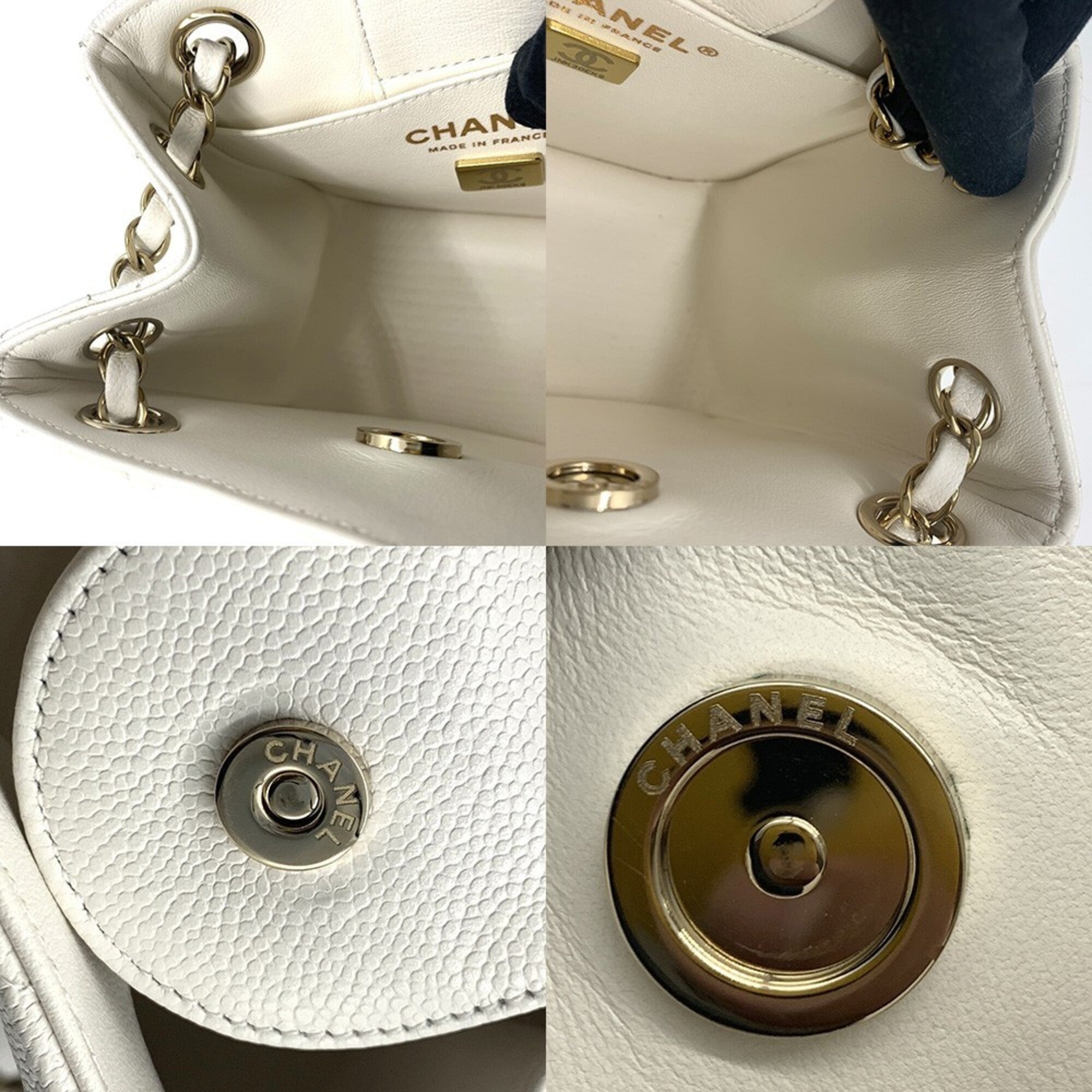 Chanel Matelasse White Grained Calfskin Shoulder Bag (Pre-Owned)