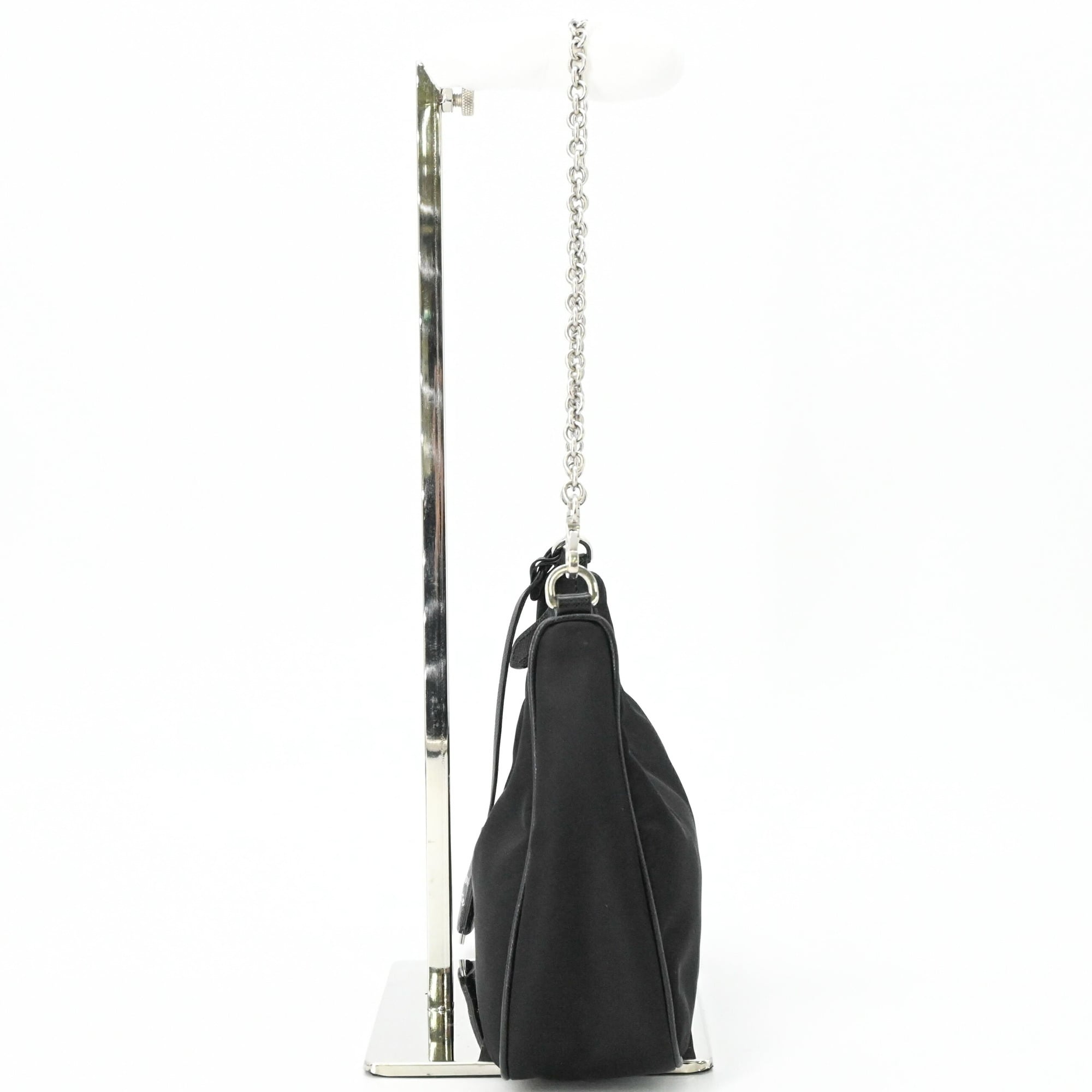 Prada Black Nylon Leather Handbag Pouch Shoulder Bag (Pre-Owned)