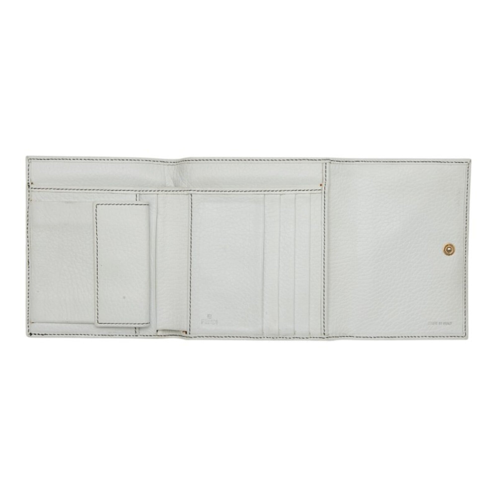 Fendi Brown White Canvas Leather Wallet (Tri-Fold) (Pre-Owned)