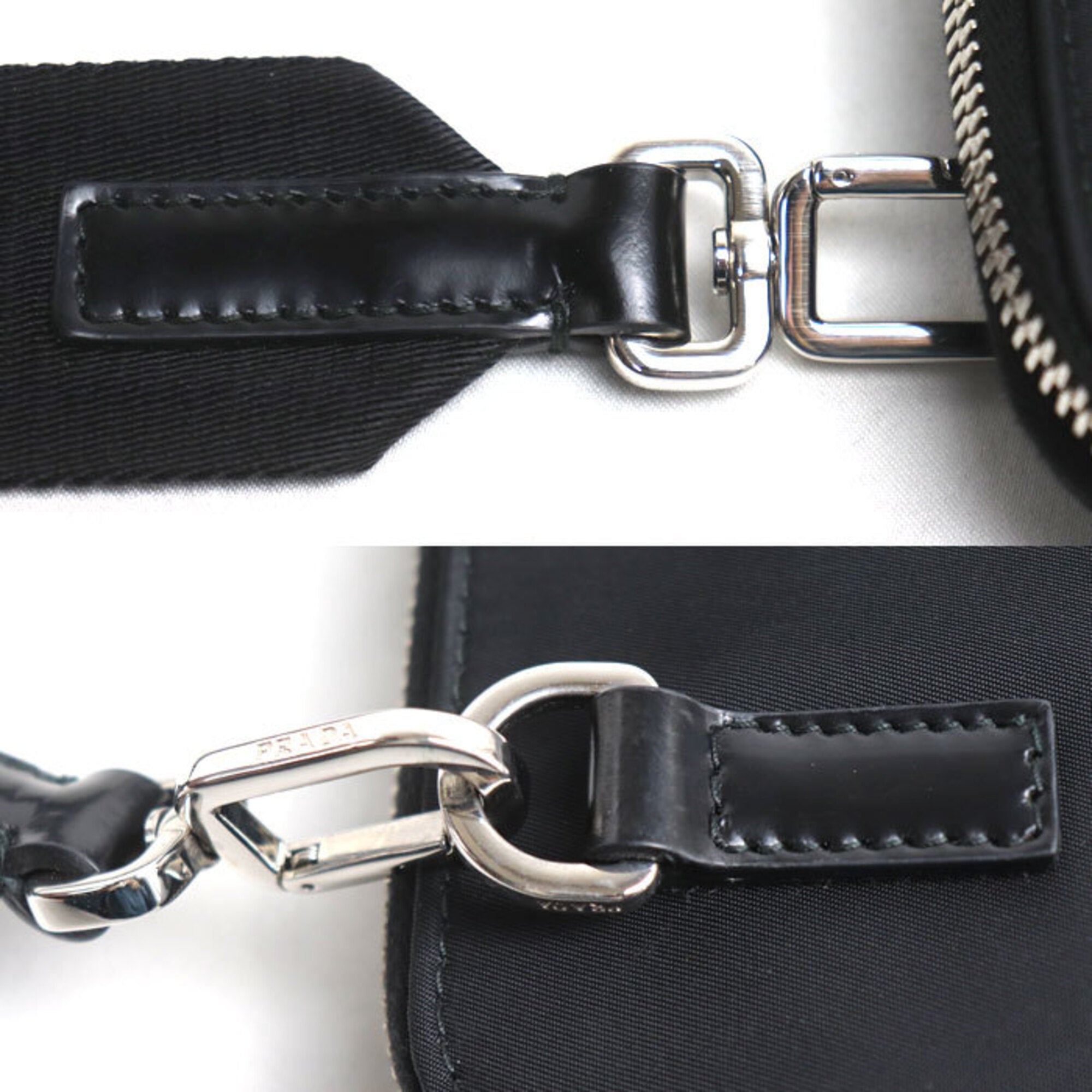 Prada Black Leather Nylon Shoulder Bag (Pre-Owned)