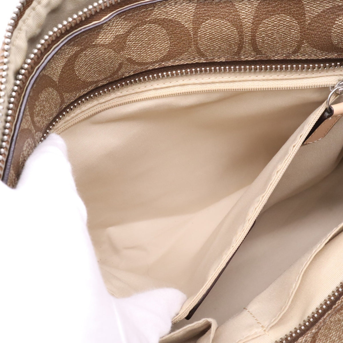 Coach Beige Brown Pink Canvas Handbag Tote Bag (Pre-Owned)