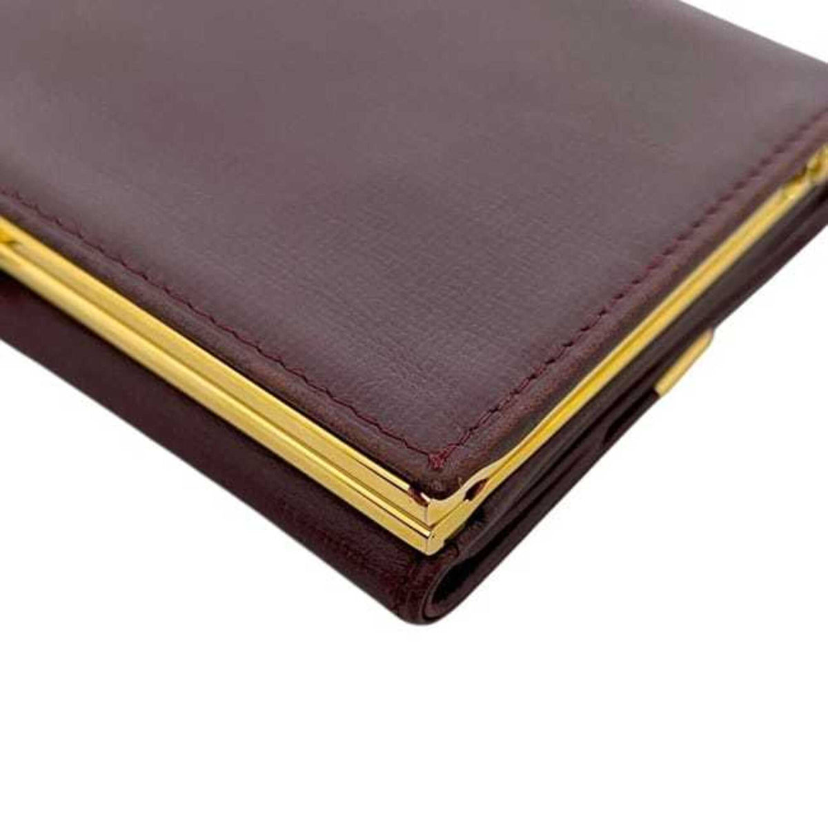 Cartier Bordeaux Wine Red Leather Wallet (Tri-Fold) (Pre-Owned)